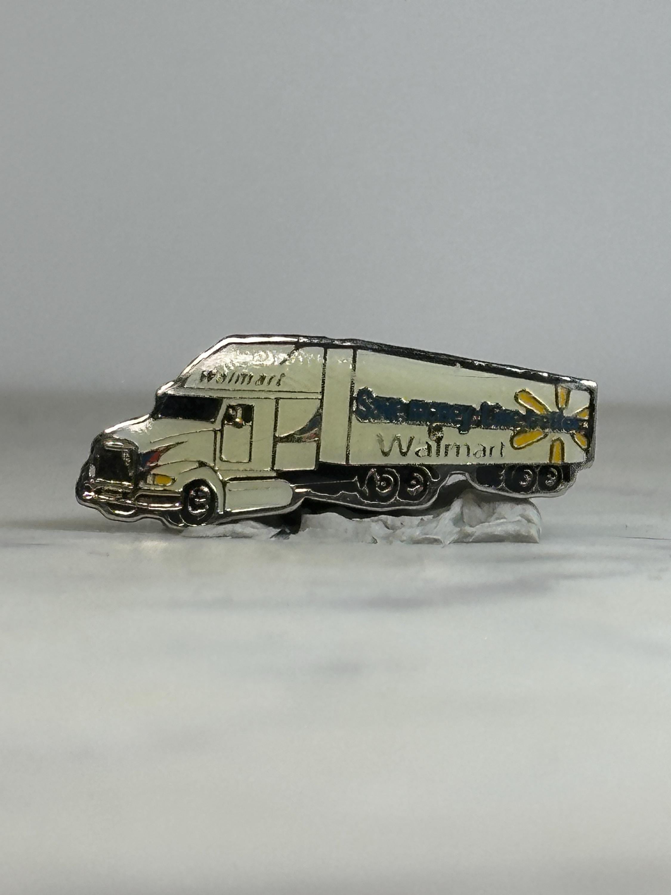 Walmart Truck Enamel Pin: Silver & Yellow - Retro Company Accessory