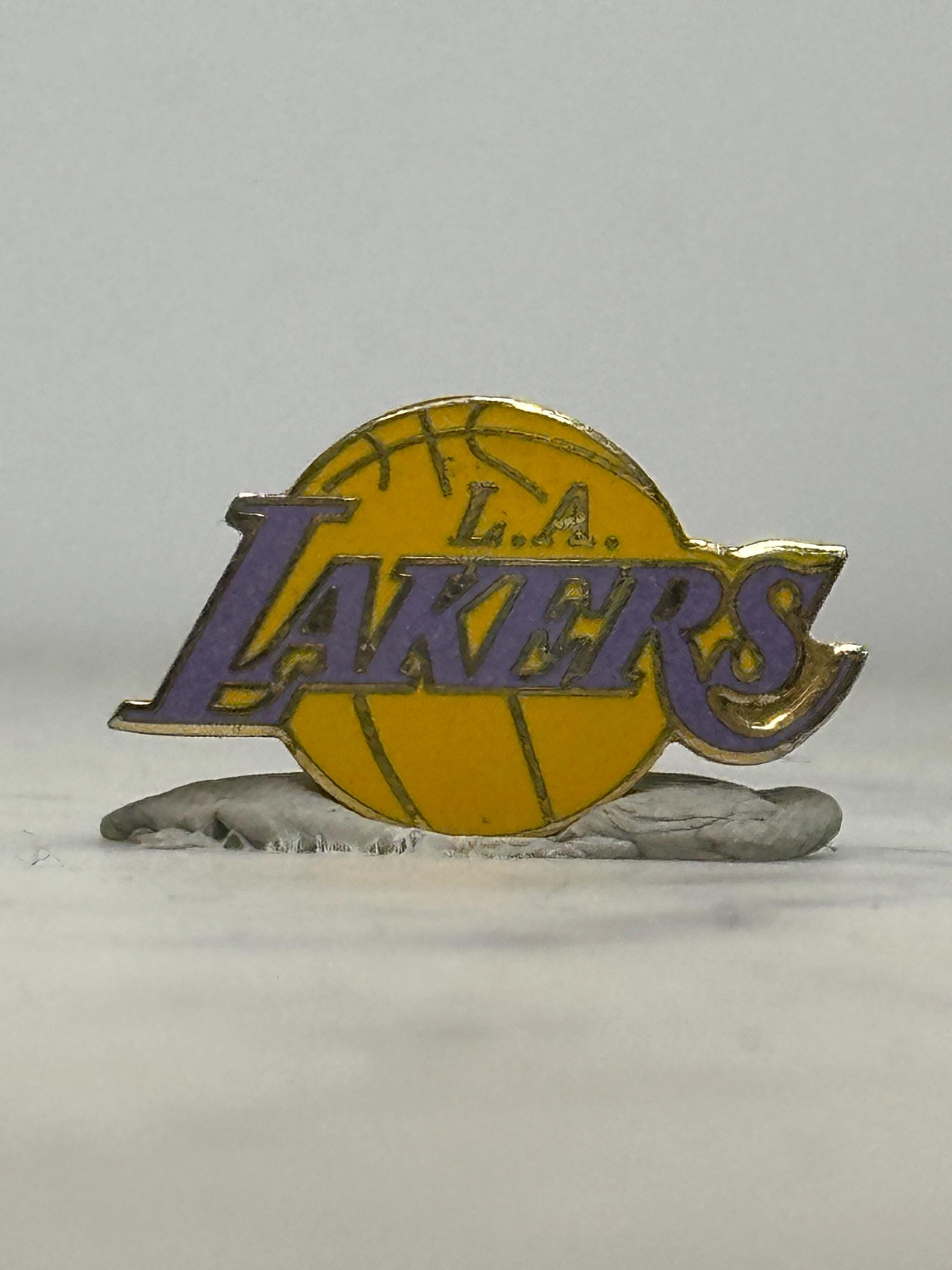 L.A. Lakers Enamel Pin: Purple/Yellow Logo - Vintage Sports Accessory