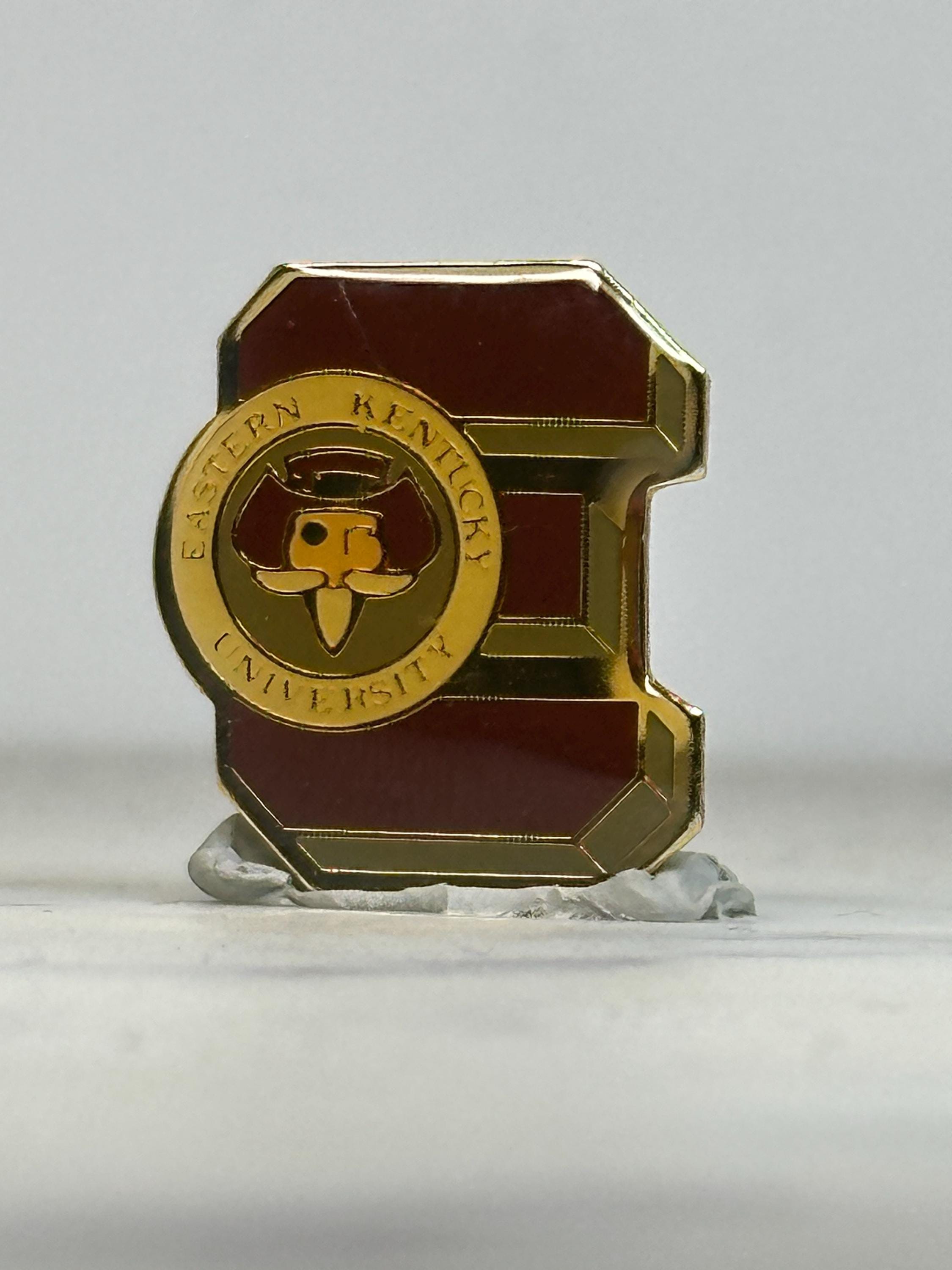 Eastern Kentucky University Pin: Gold & Maroon Enamel - Vintage College Accessory