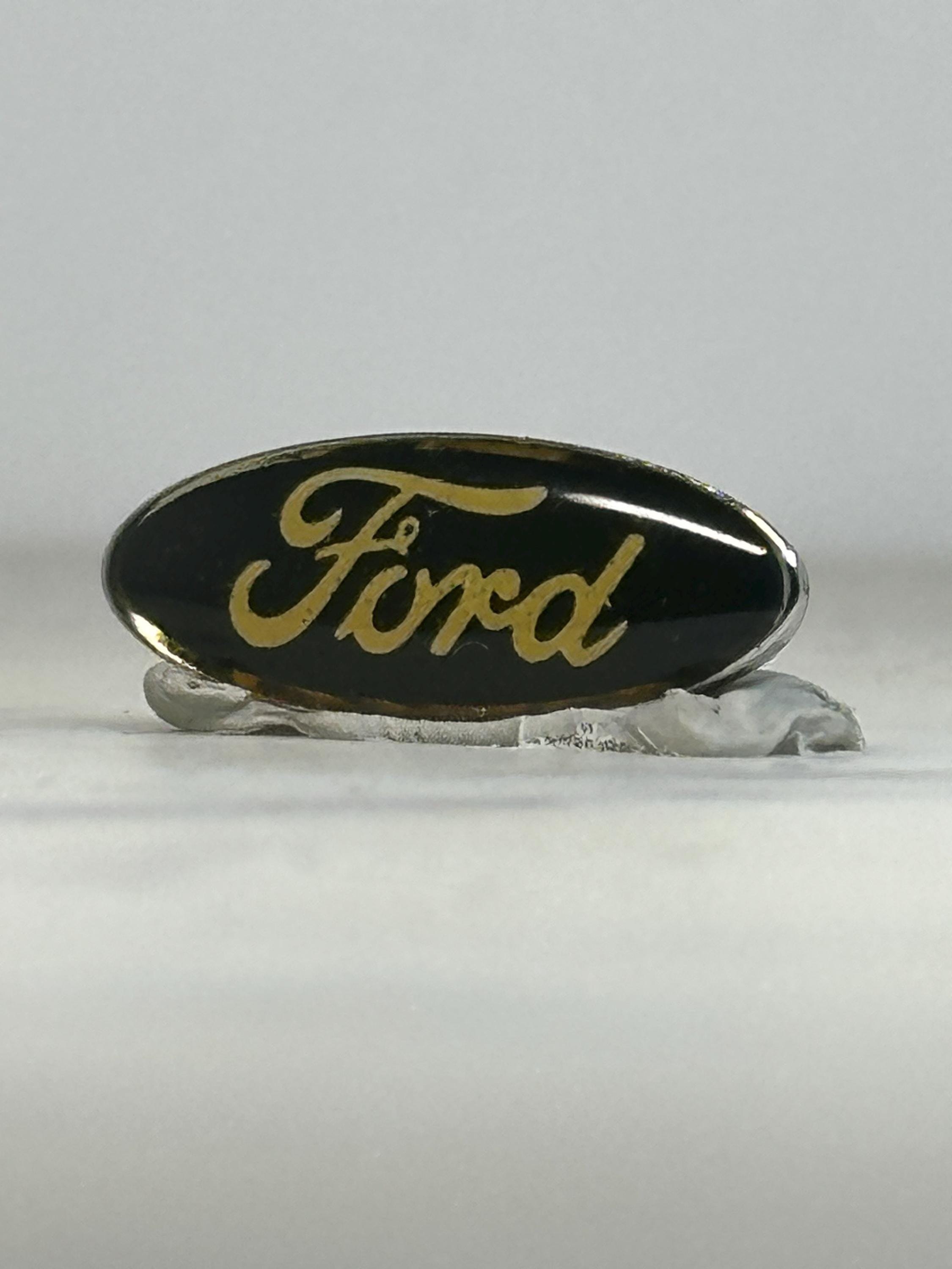 Ford Logo Enamel Pin: Black & Gold Oval - Vintage Auto Accessory