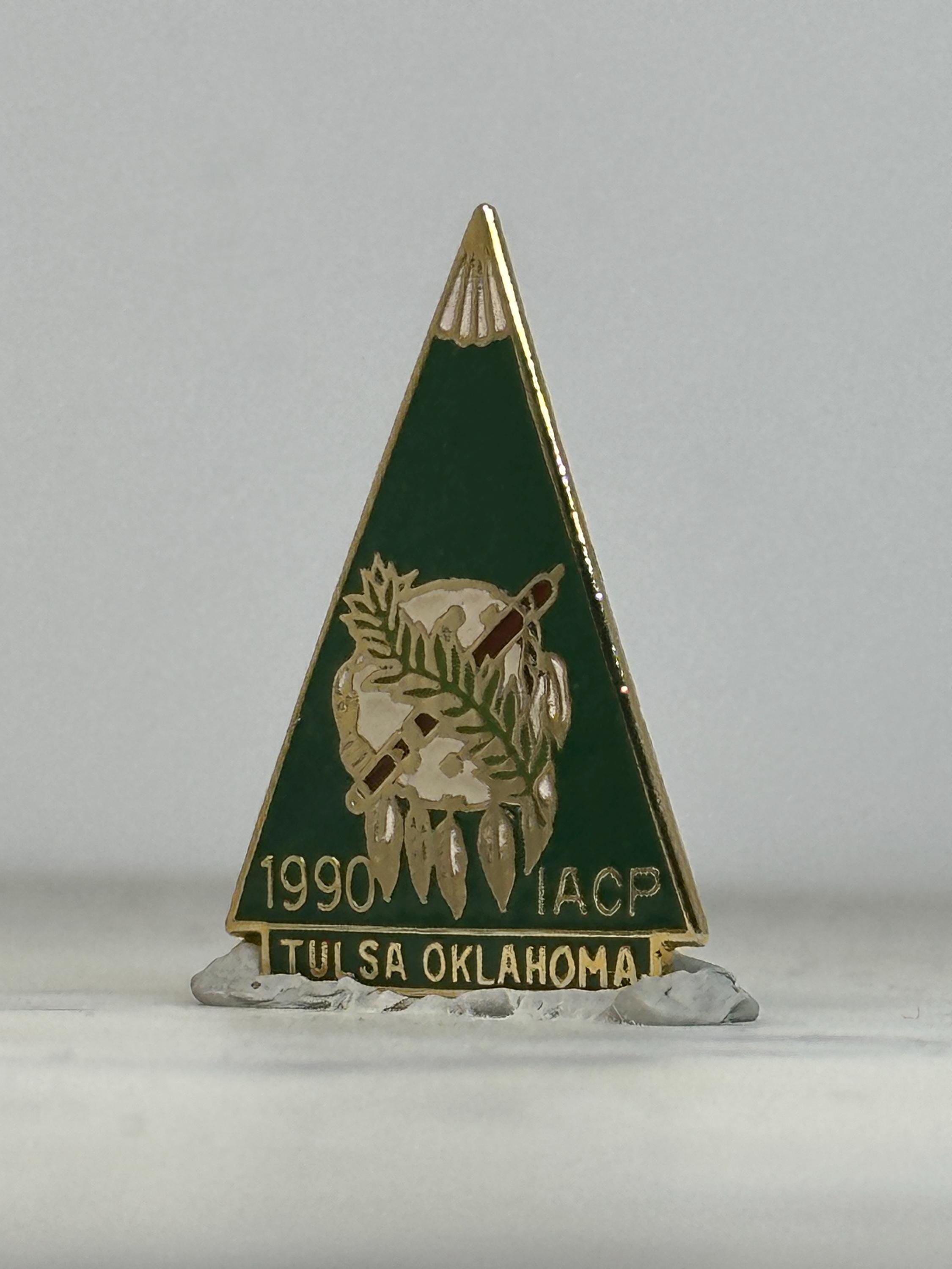 IACP Tulsa Oklahoma Pin: Green Triangle Enamel - 1990 Collectible Accessory