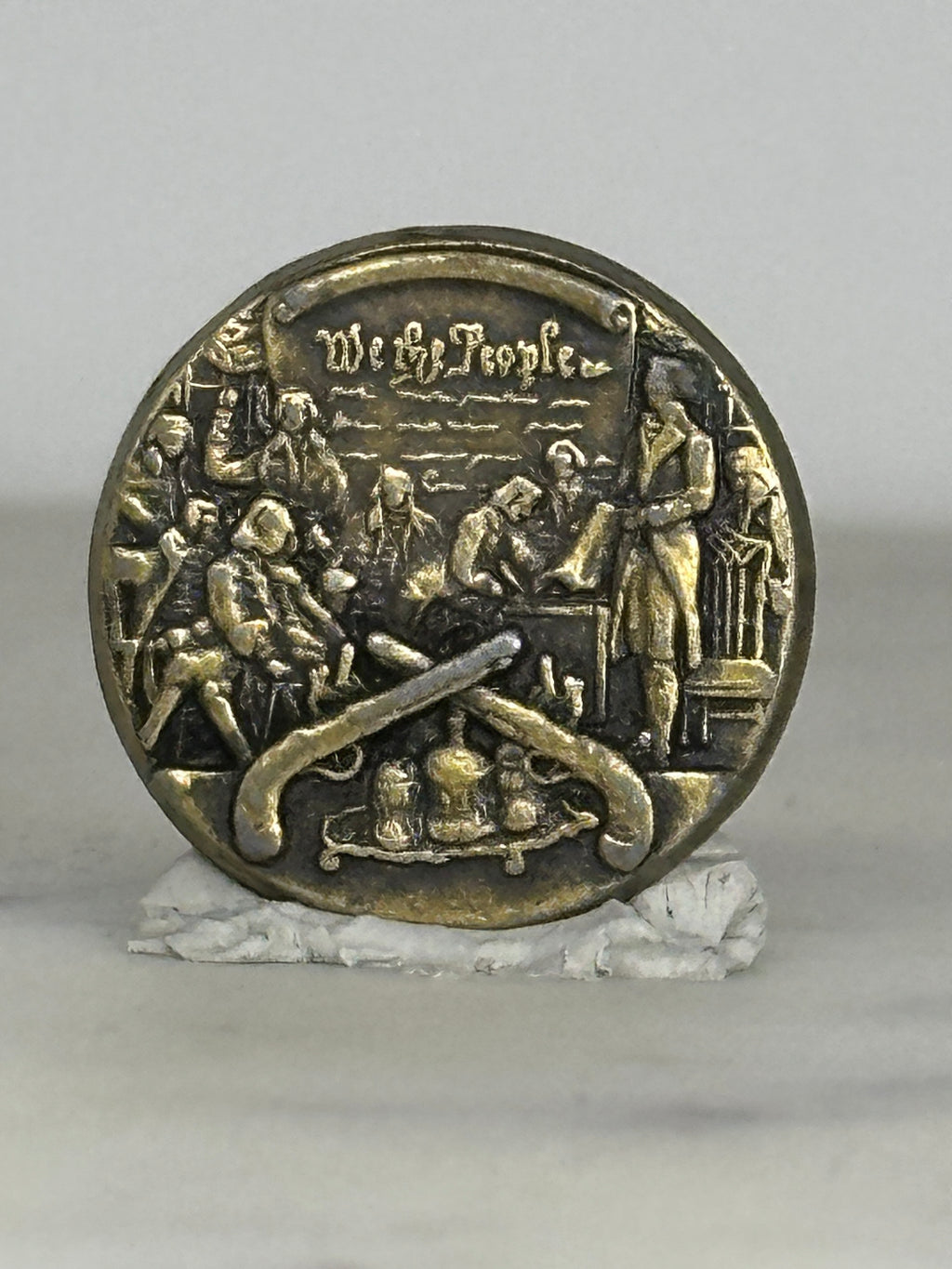 Constitution Signing Pin: Antique Bronze Finish - Patriotic History Accessory
