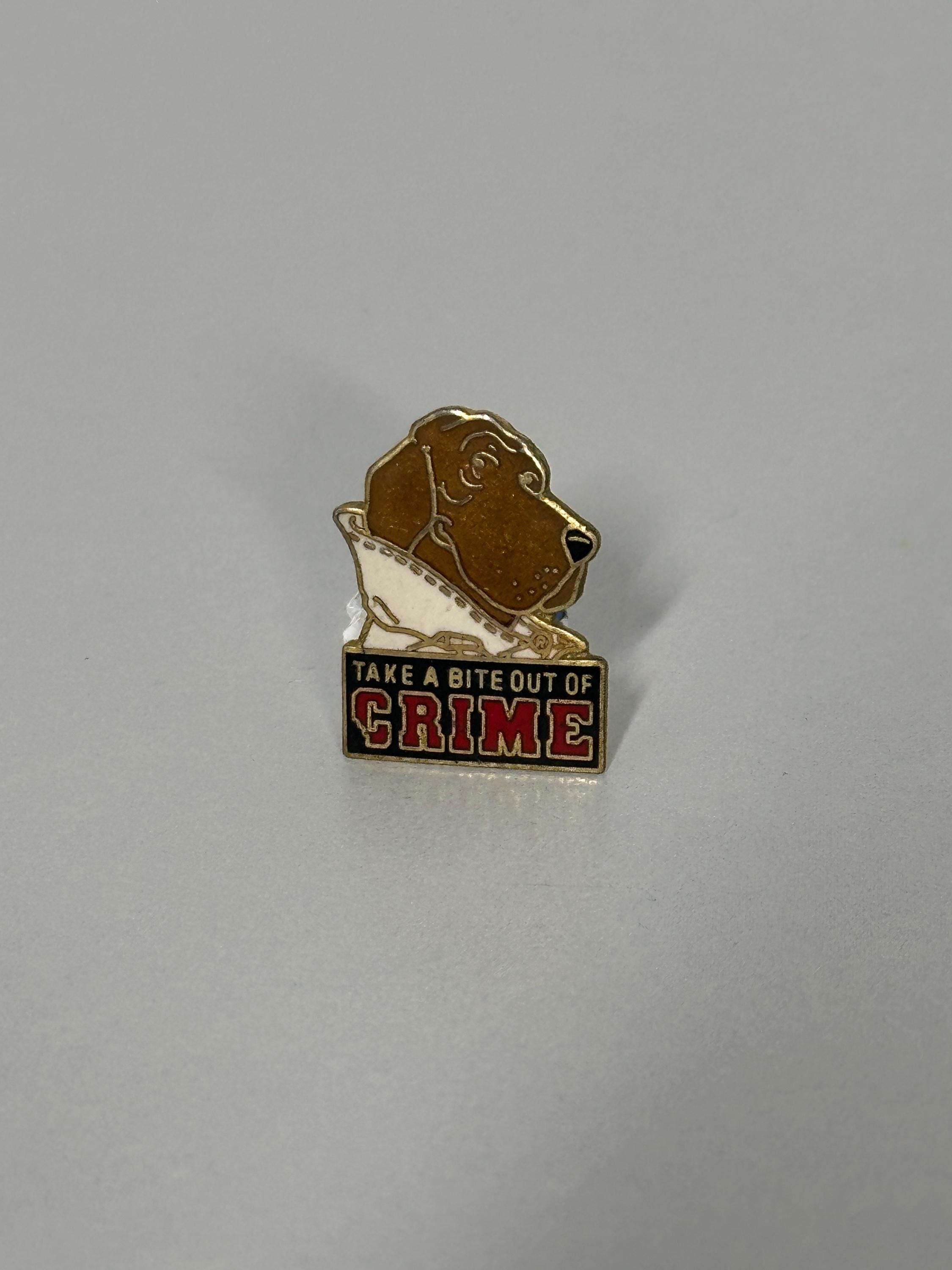 McGruff the Crime Dog Enamel Pin: Gold Tone Red Black - 1980s Public Safety Accessory