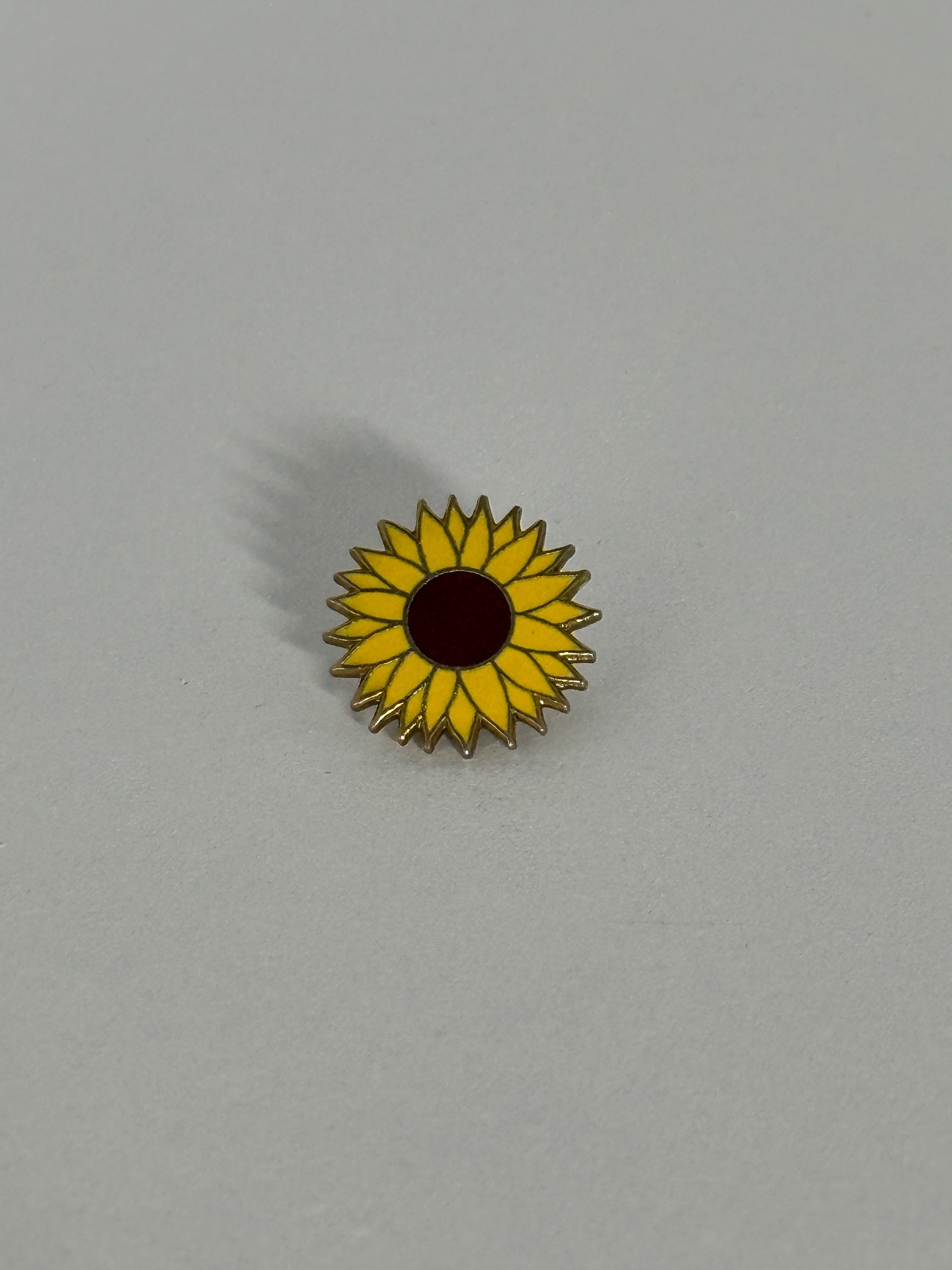 Sunflower Enamel Pin: Yellow & Brown Hard Enamel - Botanical Nature Accessory