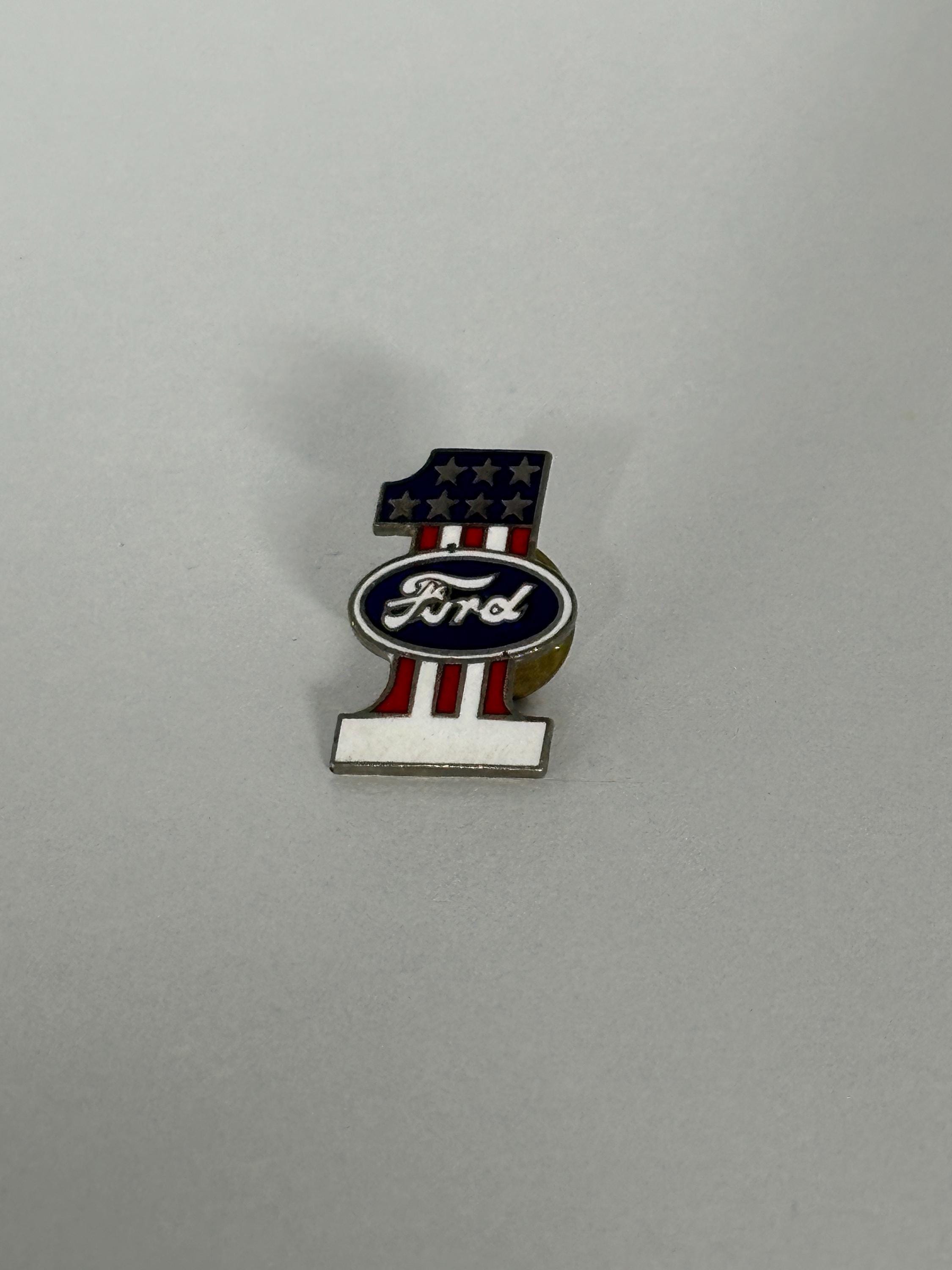 Ford Number 1 Enamel Pin: Patriotic Red White Blue - Vintage Auto Accessory