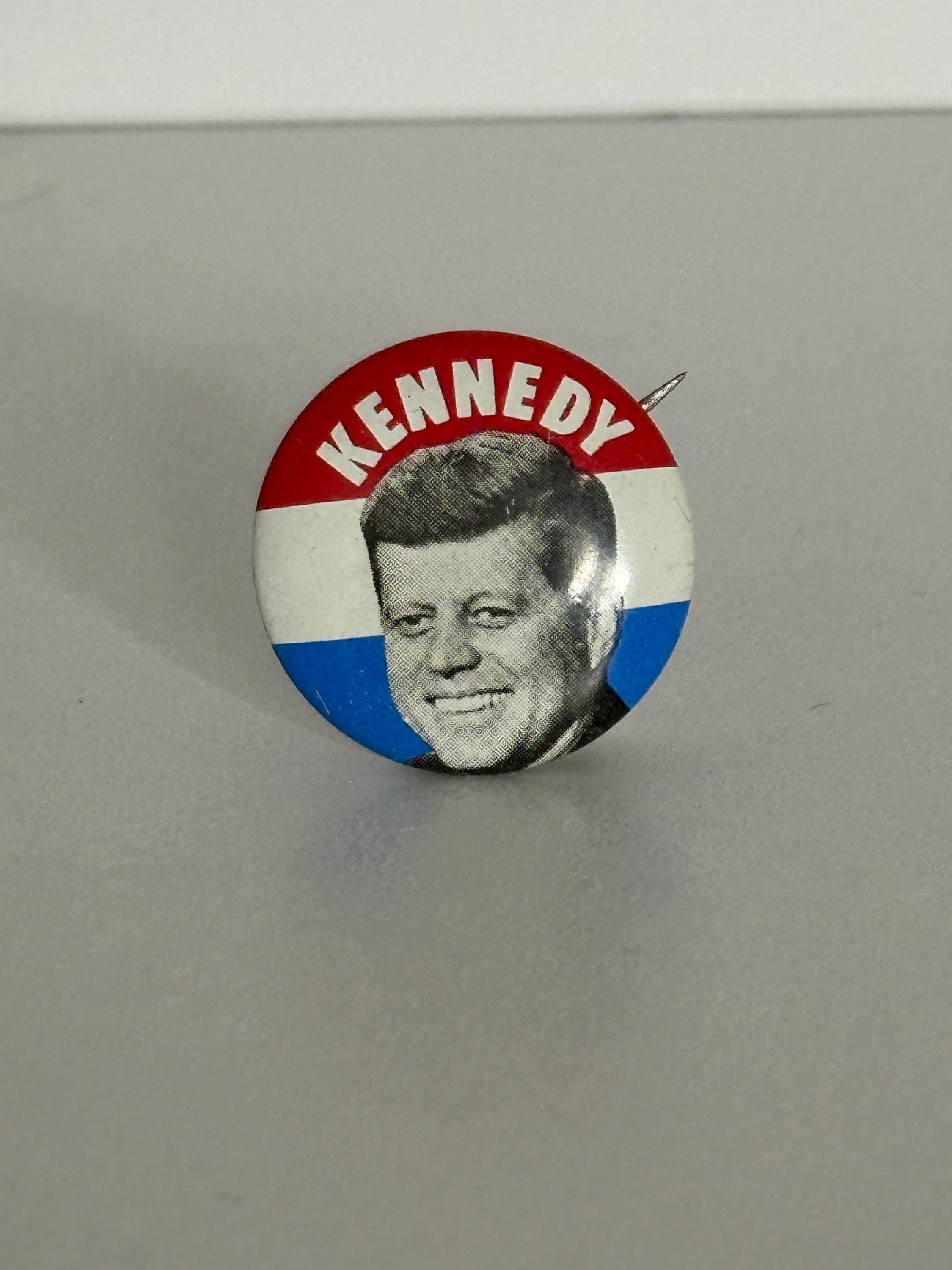 Kennedy Campaign Pin: Red White Blue Button - 1960s Political Accessory