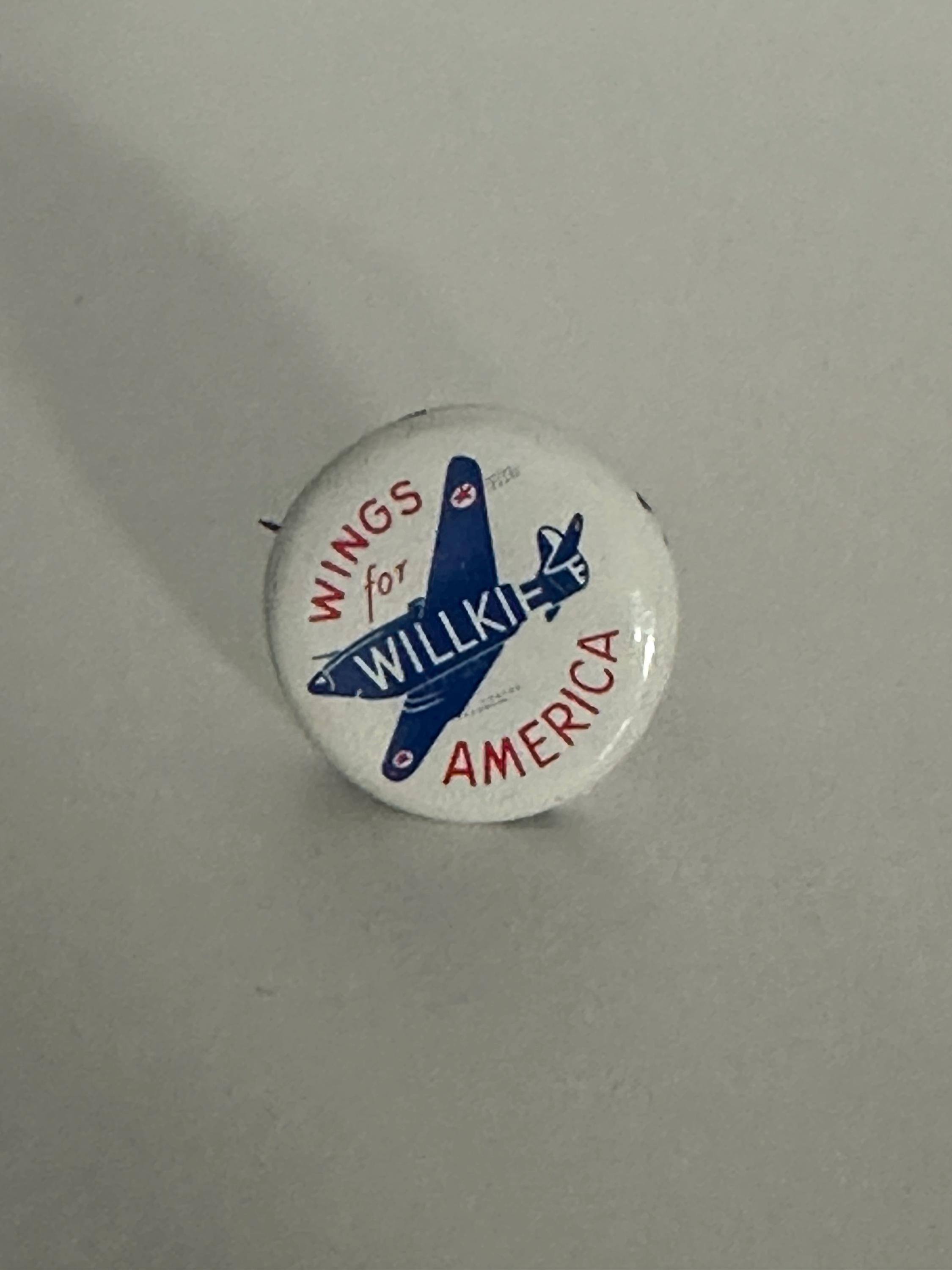 Wings for Willkie Campaign Pin: Red White Blue Patriotic - 1940s Political Accessory