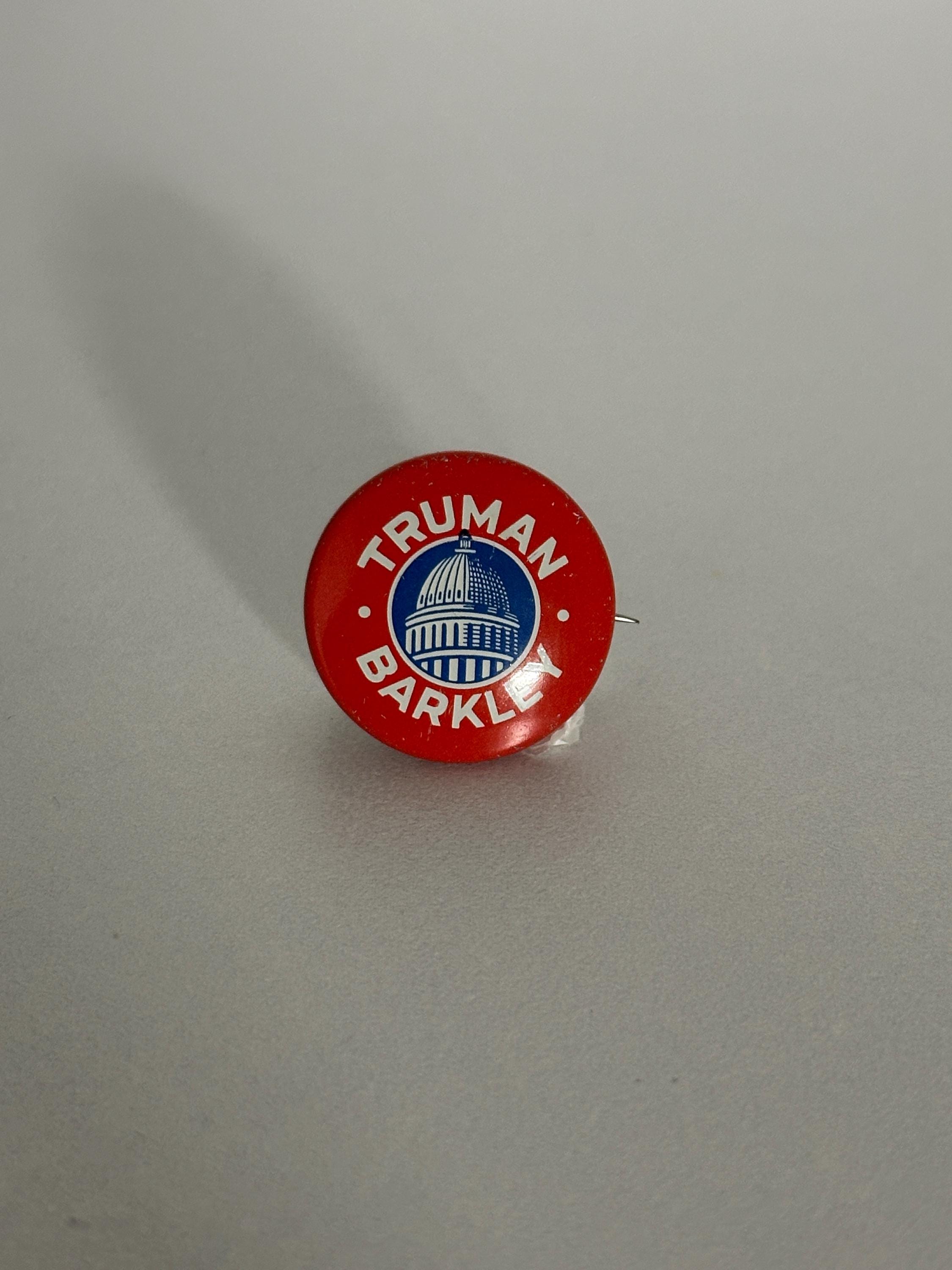 Truman Barkley Campaign Pin: Red White Blue Button - 1940s Political Accessory