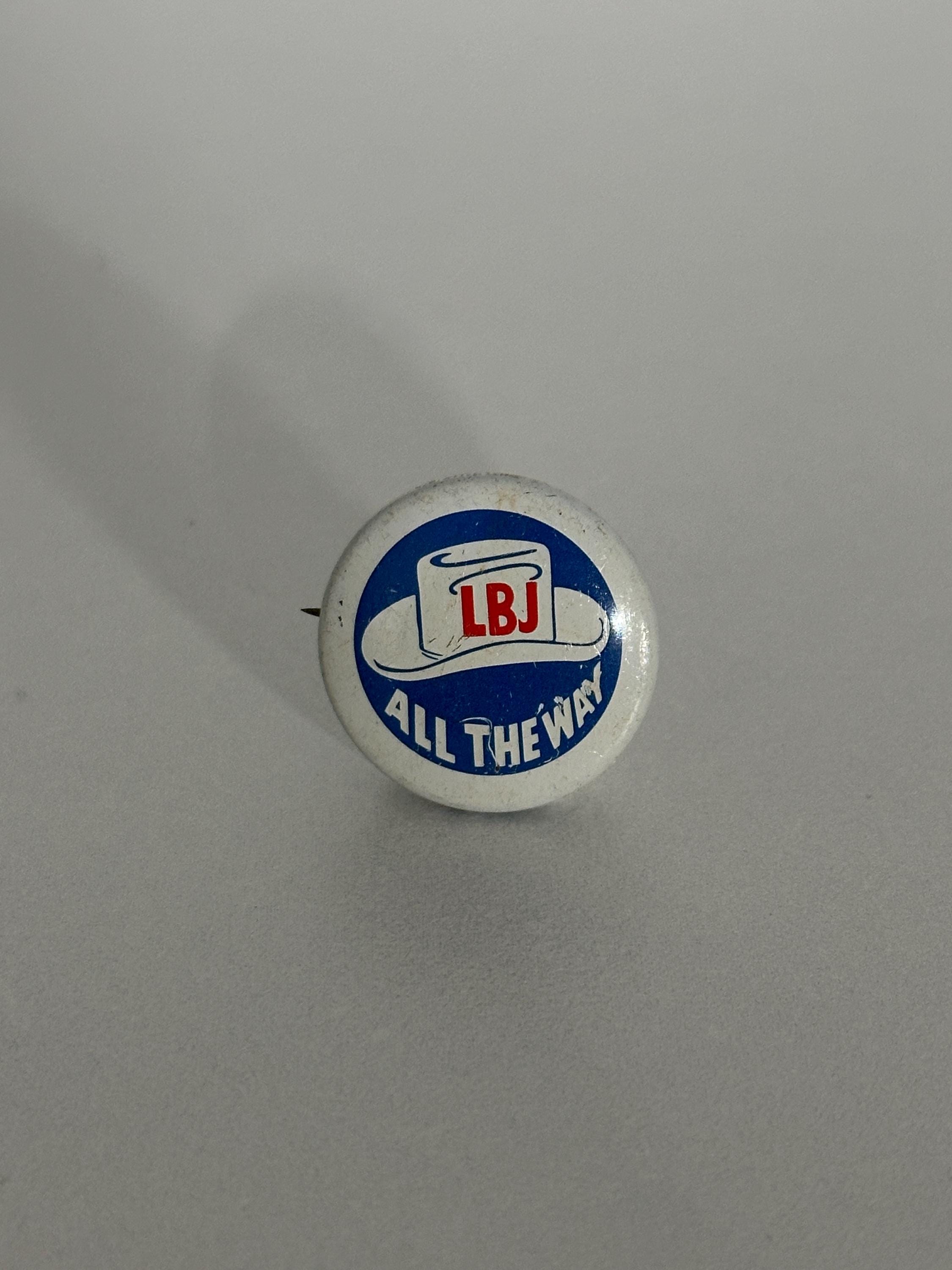 LBJ Campaign Pin: Red White Blue - 1960s Political Accessory