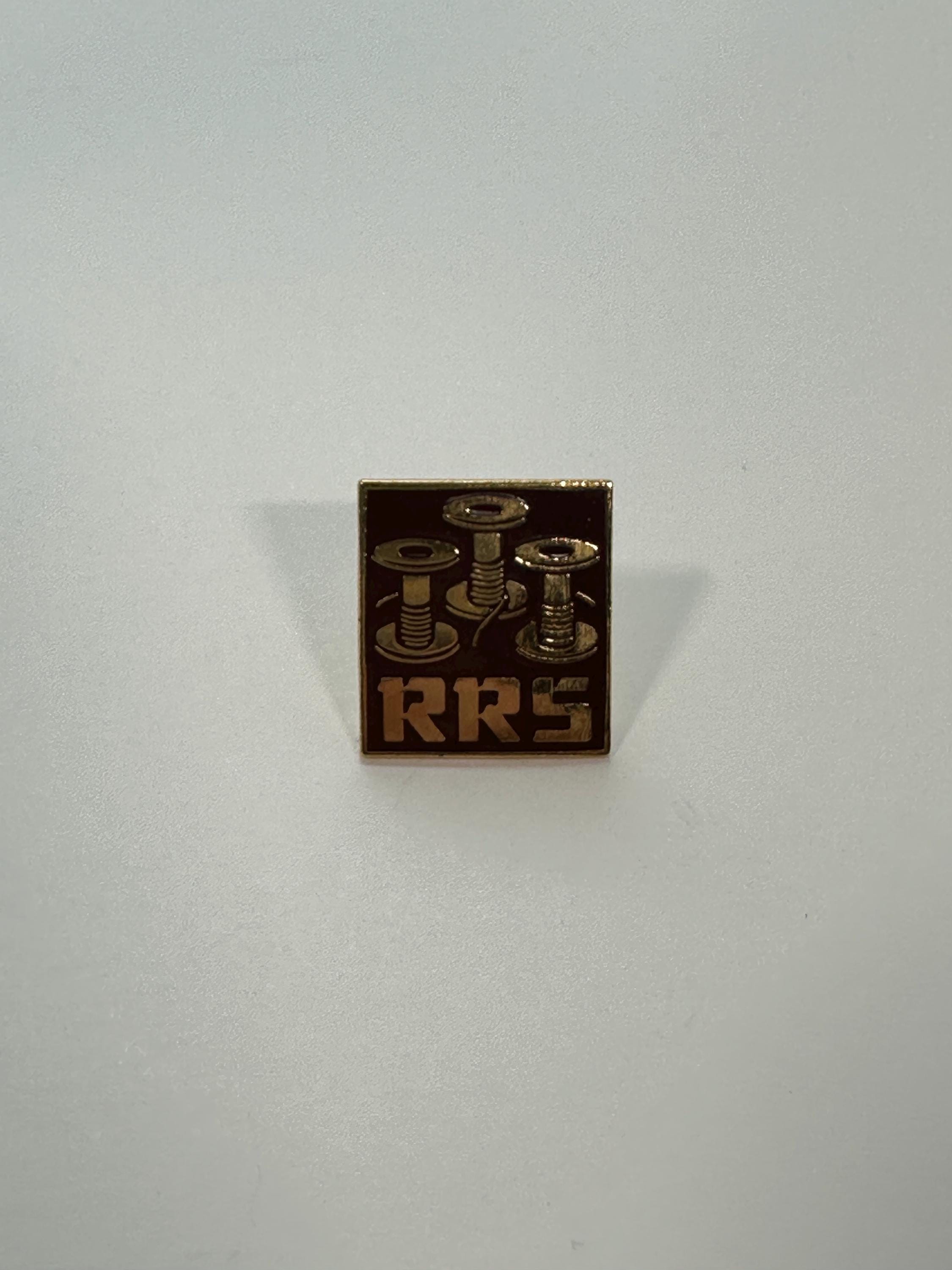 RRS Industrial Bolts Lapel Pin: Gold Tone Enamel - Retro Workplace Accessory