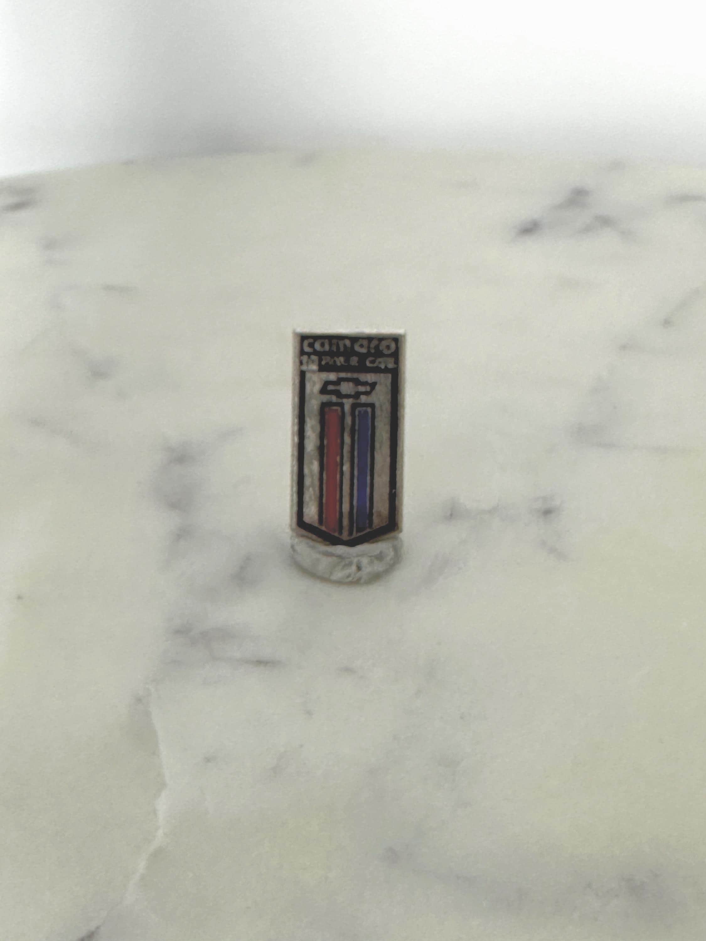 Camaro Enamel Pin: Red White Blue Vertical Badge - Vintage Auto Collectible Accessory