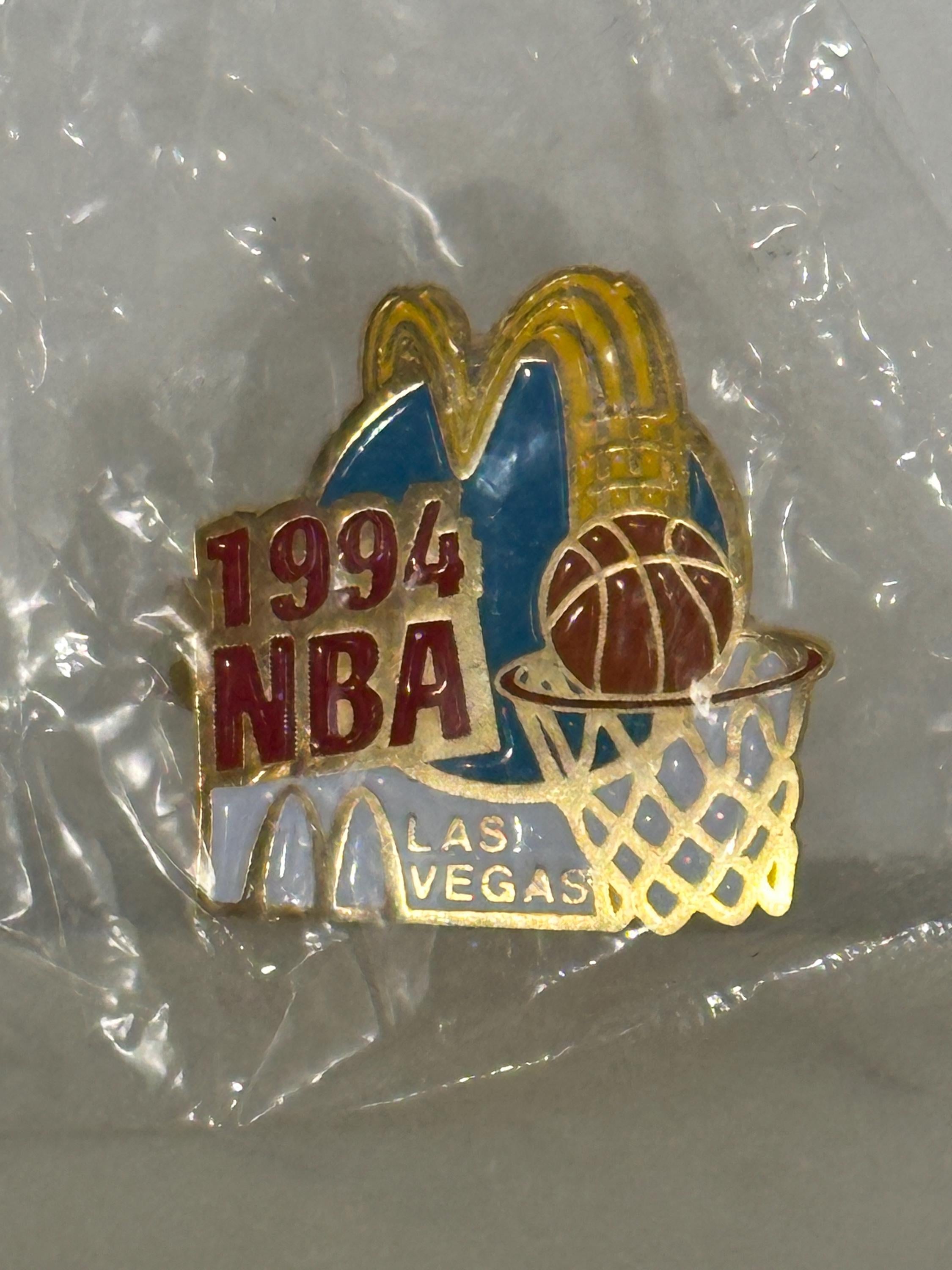 1994 NBA Las Vegas Enamel Pin: McDonald's Gold Tone - Retro Sports Accessory