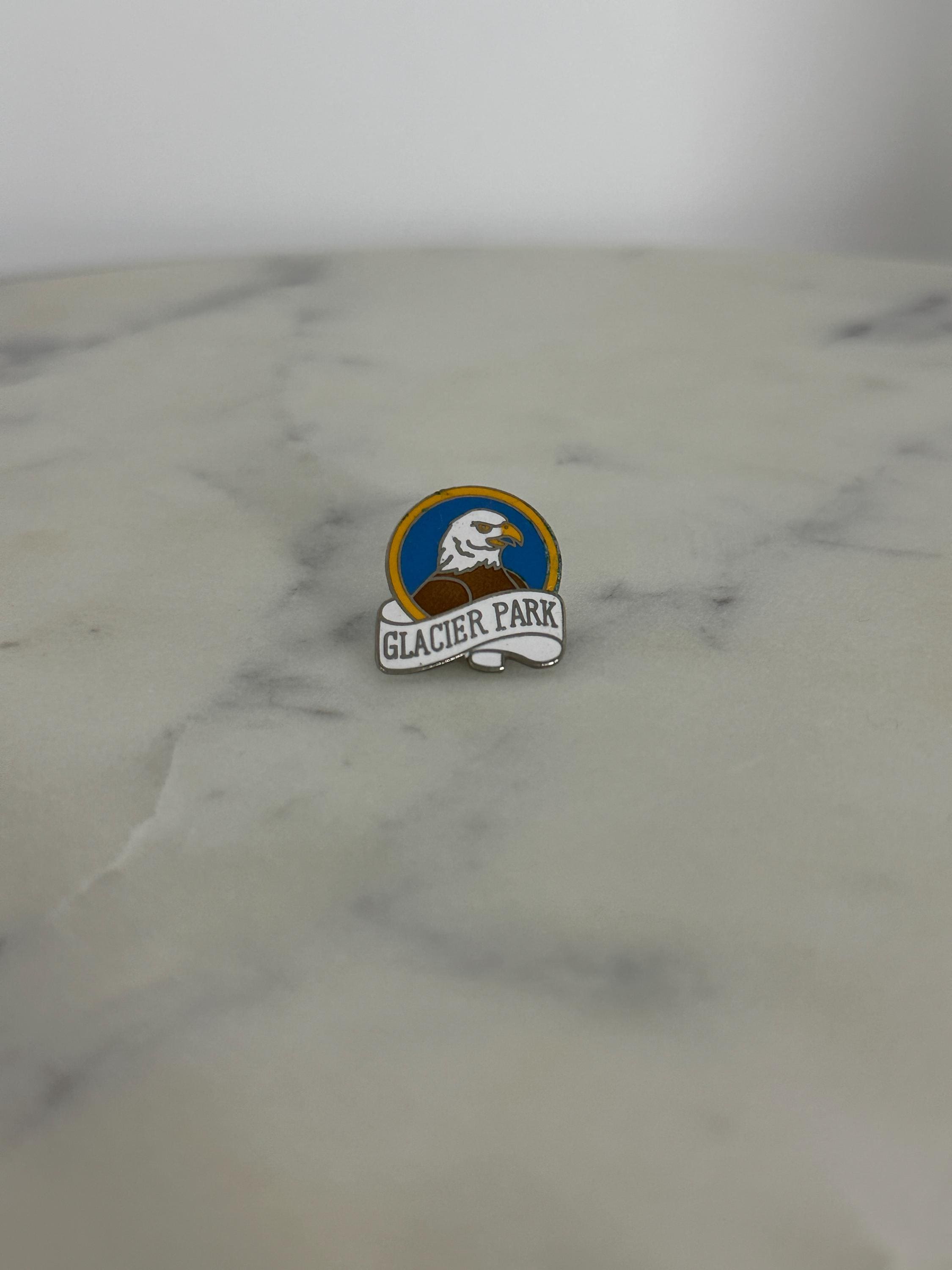 Glacier Park Souvenir Pin: Enamel Eagle Design - Vintage Travel Accessory