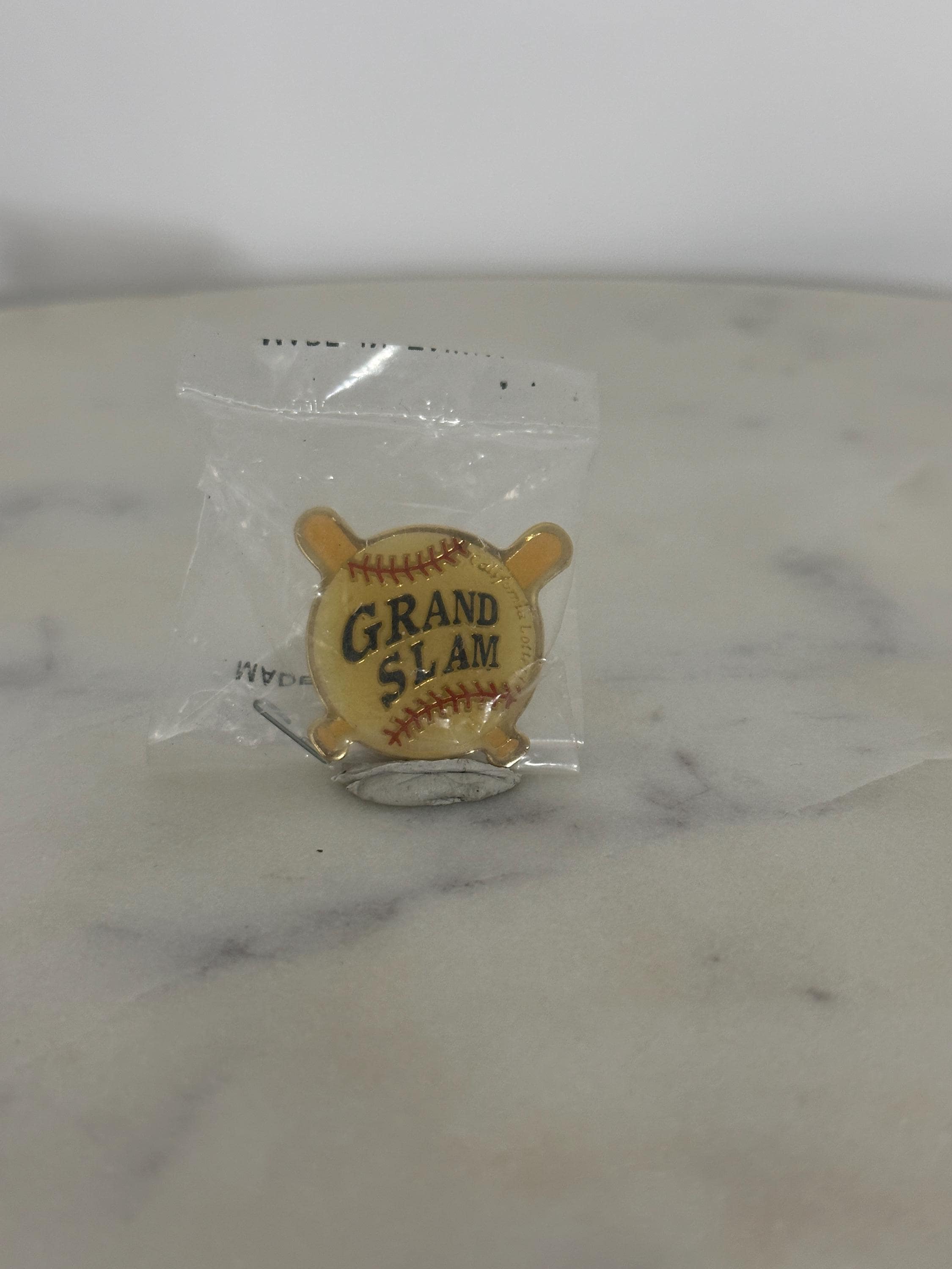California Lottery Grand Slam Baseball Enamel Pin: Yellow & Red Finish - Sports Collectible Accessory