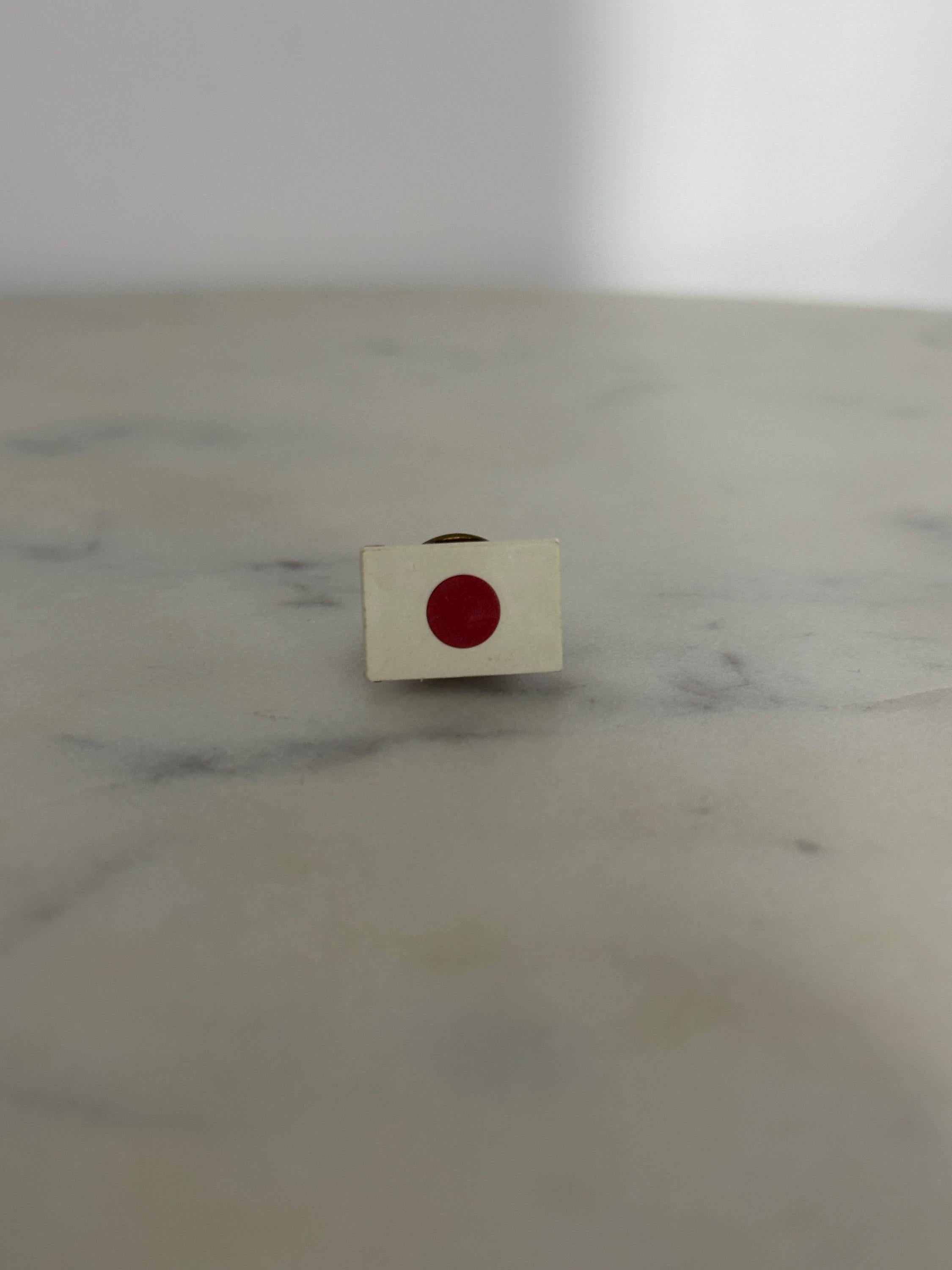 Japan Flag Enamel Pin: Red Dot on White Background - Vintage Travel Accessory