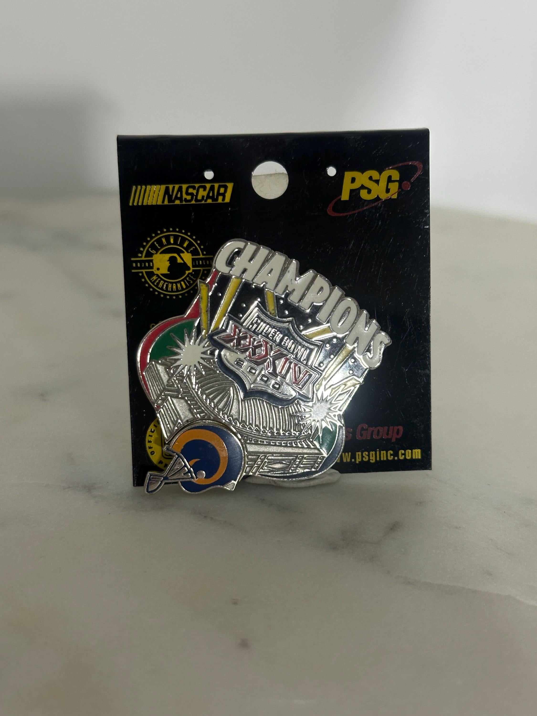 Super Bowl XXXIV Champions Enamel Pin: Metallic Silver Finish - NFL Collectible Accessory
