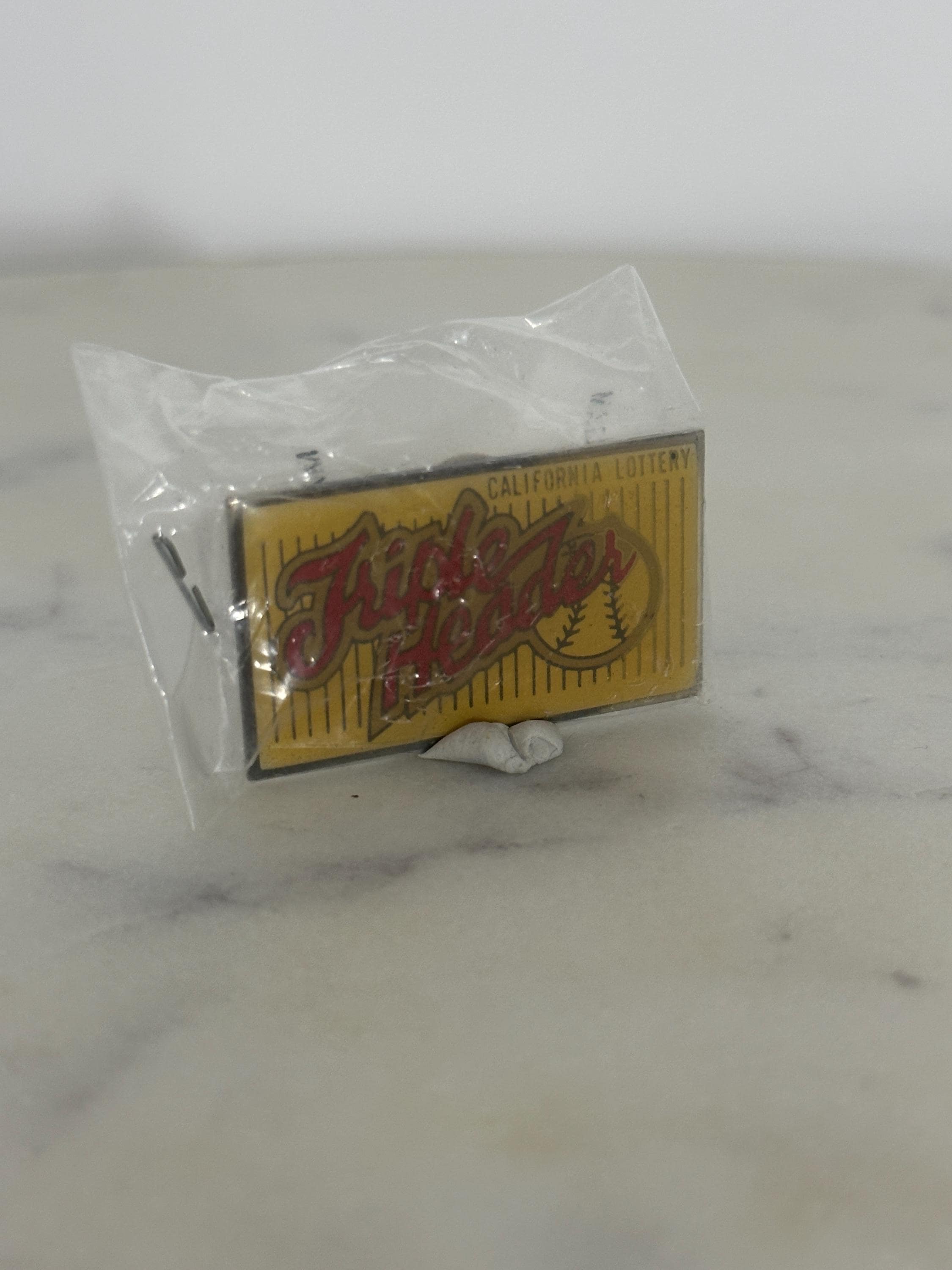 California Lottery Triple Winner Enamel Pin: Yellow/Red - Vintage Collectible Accessory