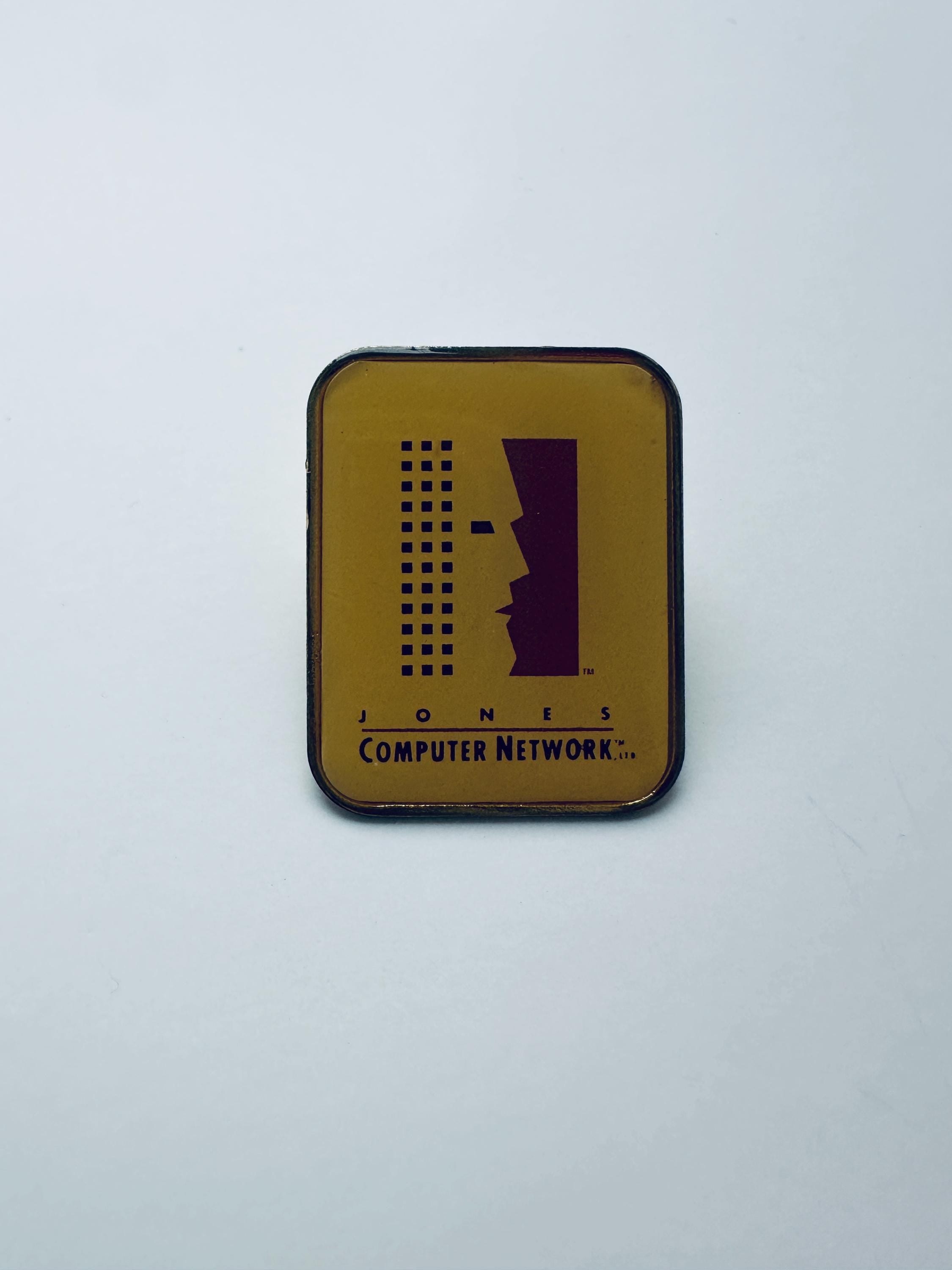 Retro Jones Computer Network Enamel Pin: 90s Tech Collectible