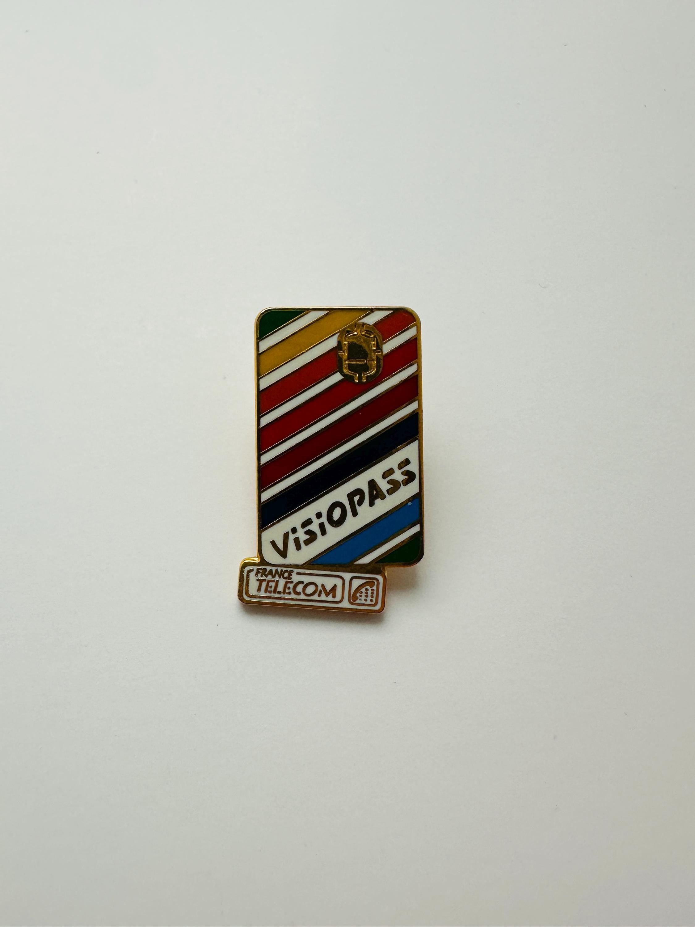 Vintage France Télécom Visiopass Pin: Retro Rainbow Enamel, 90s Tech