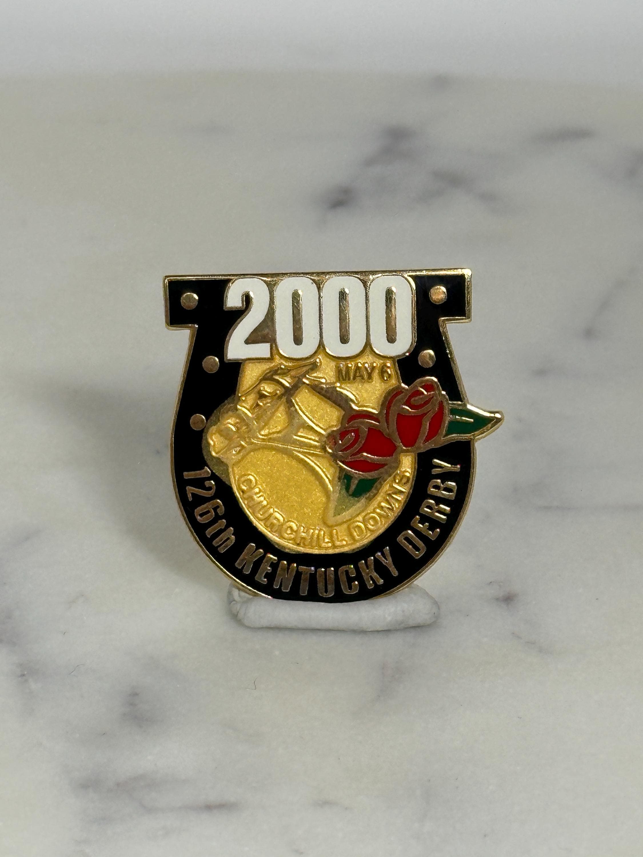 Kentucky Derby Enamel Pin: Gold & Black Finish - 2000 Sports Accessory
