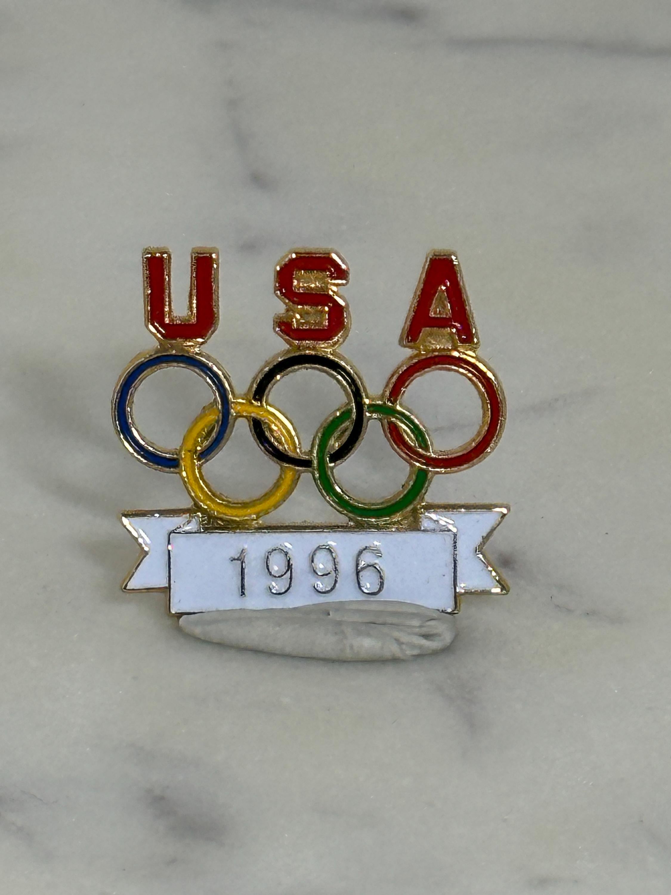 USA Olympic Enamel Pin: Gold Tone Color - 1996 Games Accessory