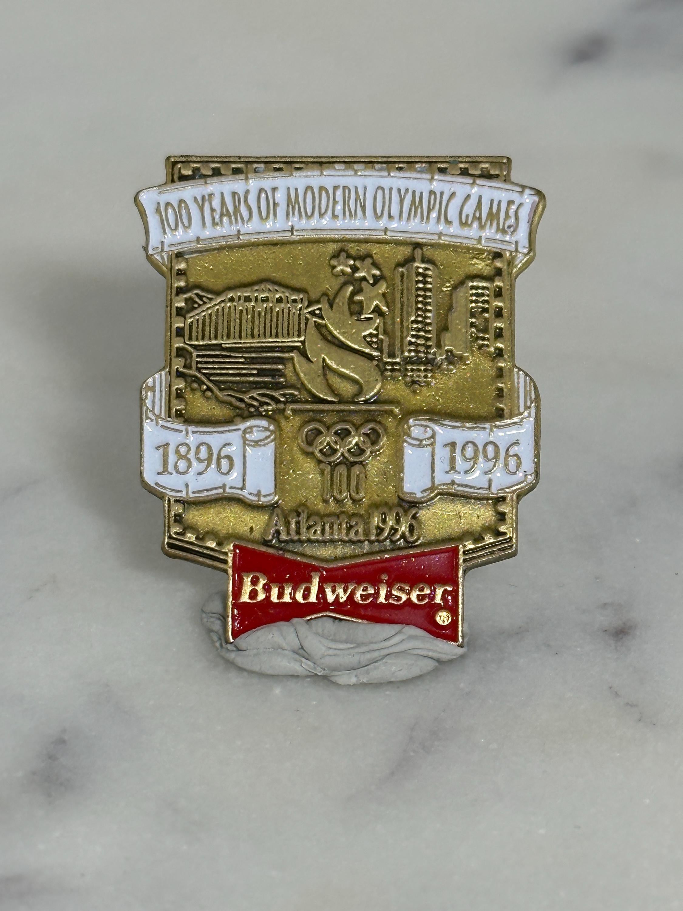 Olympic Games Budweiser Pin: Gold Enamel - 1996 Atlanta Vintage Accessory