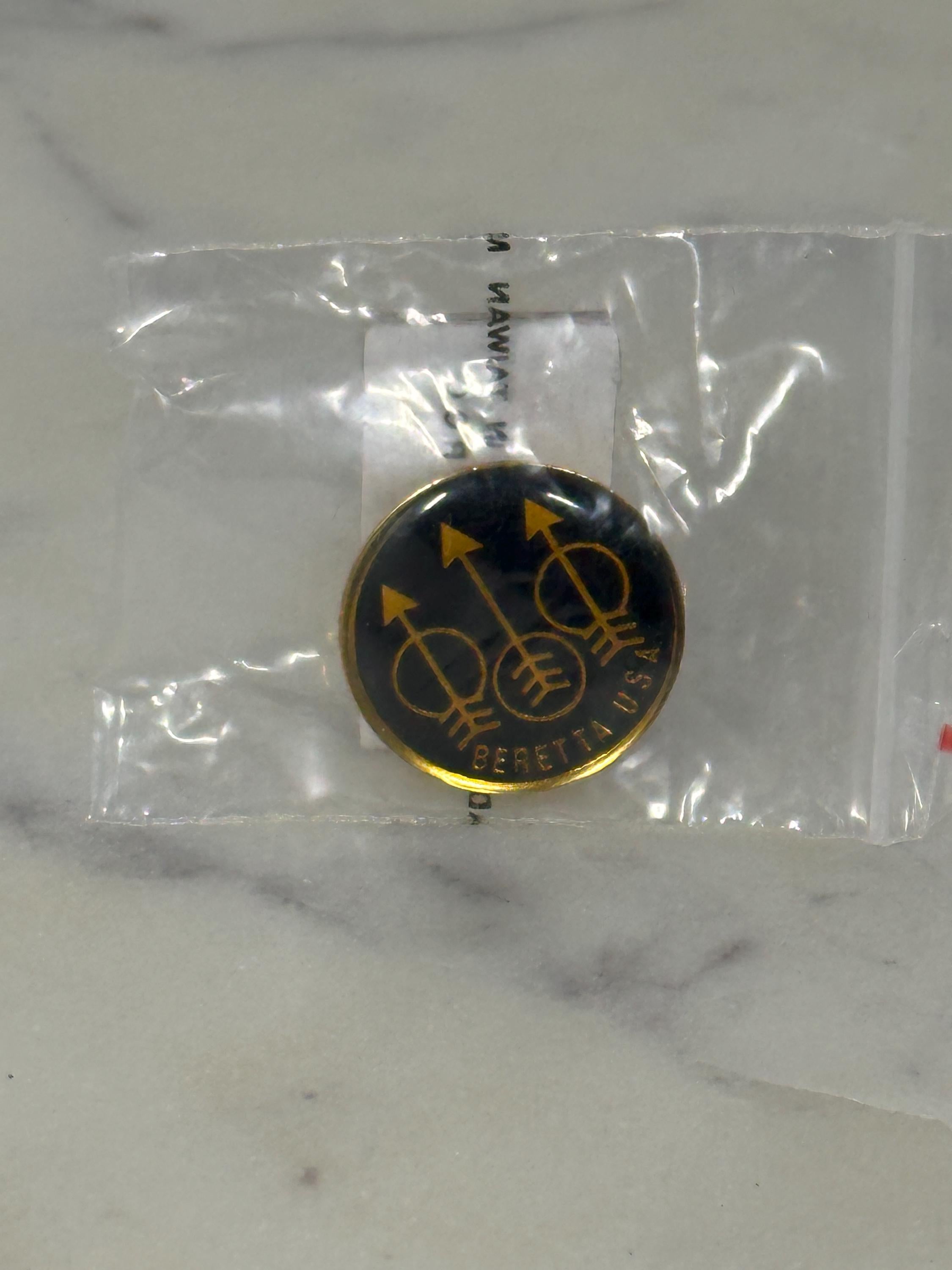 Beretta USA Enamel Pin: Black & Gold Round - Military Collectible Accessory