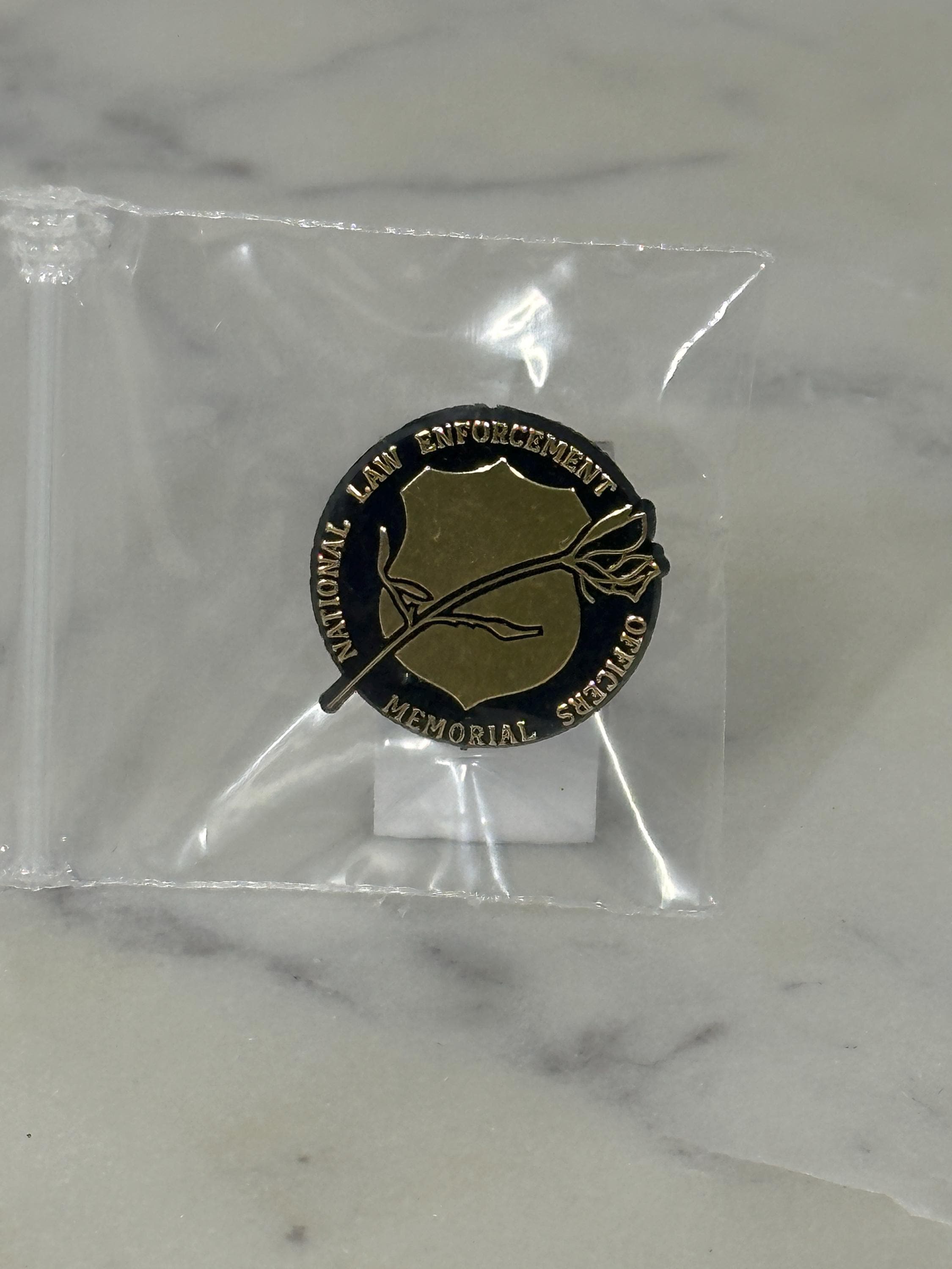 Law Enforcement Memorial Pin: Black & Gold Enamel - Tribute Accessory