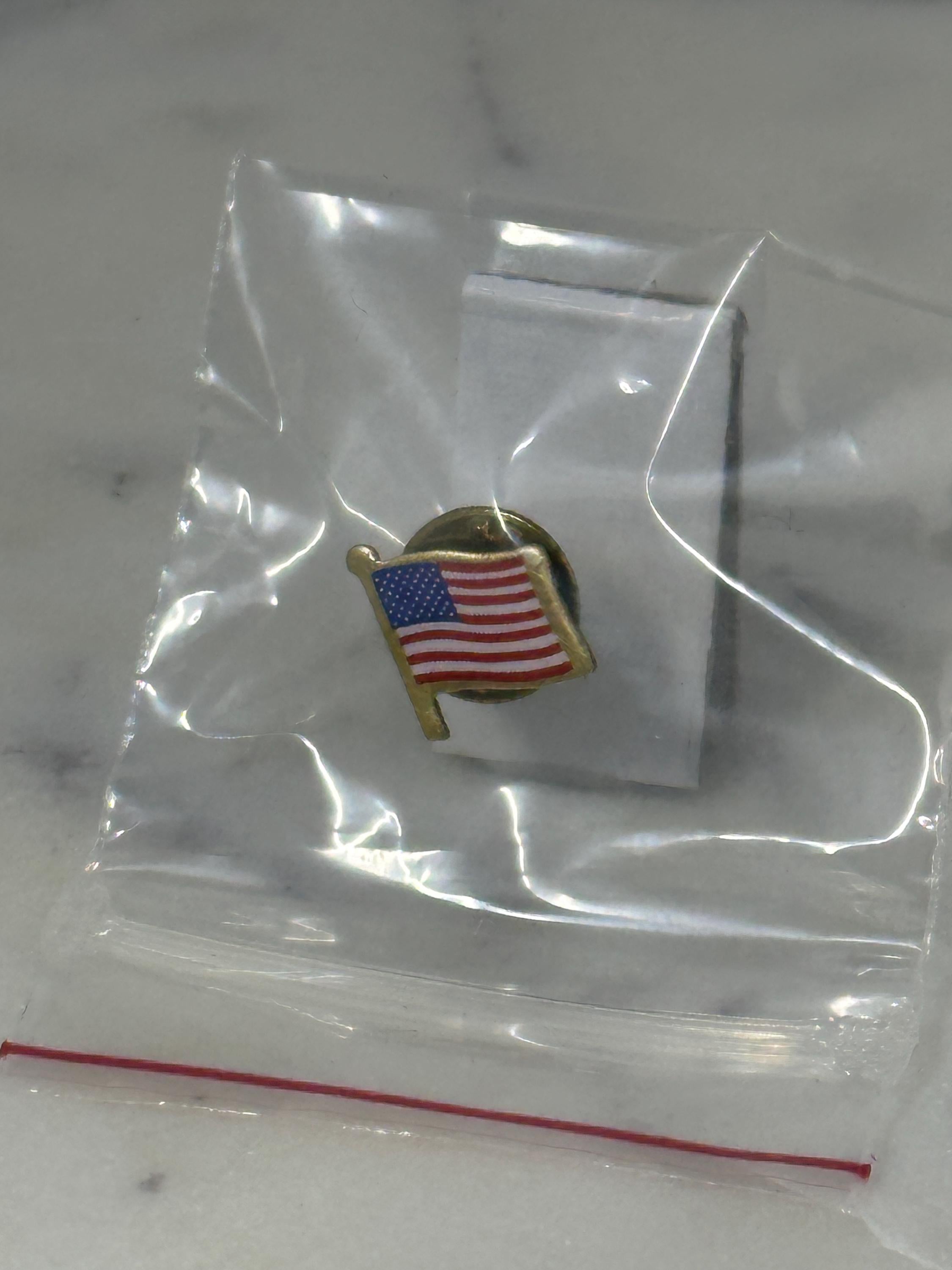 American Flag Enamel Pin: Gold Trim Patriotic - Vintage Style Accessory