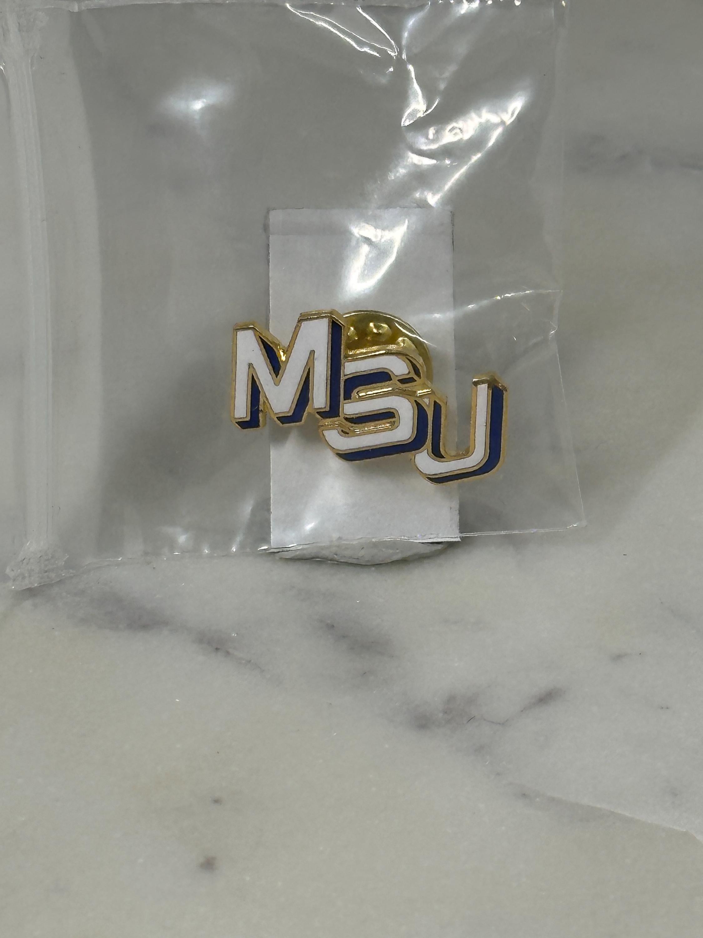 MSU Enamel Pin: Gold & Blue Lapel - College Spirit Accessory