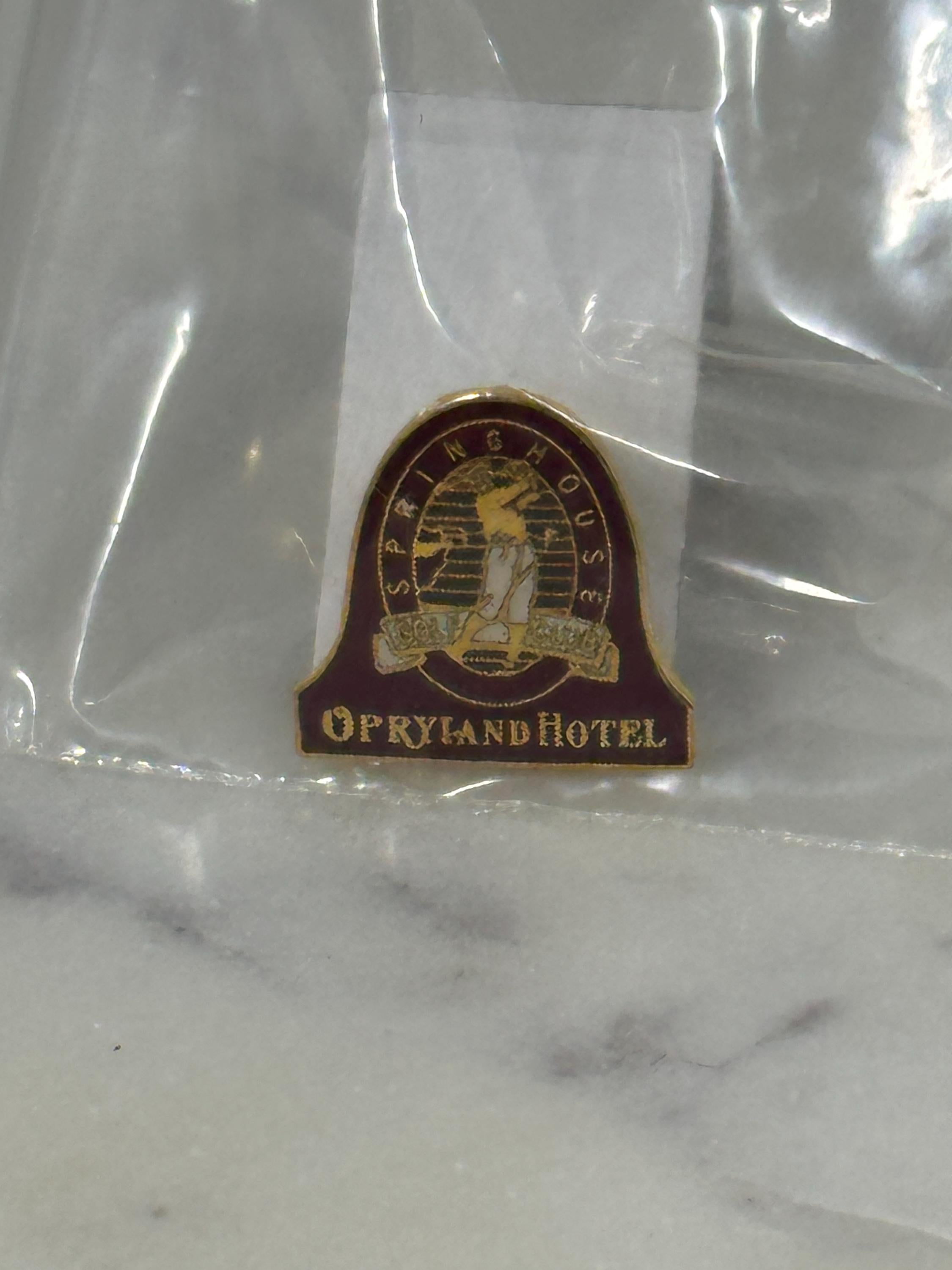 Opryland Hotel Enamel Pin: Burgundy Gold Finish - Vintage Travel Accessory