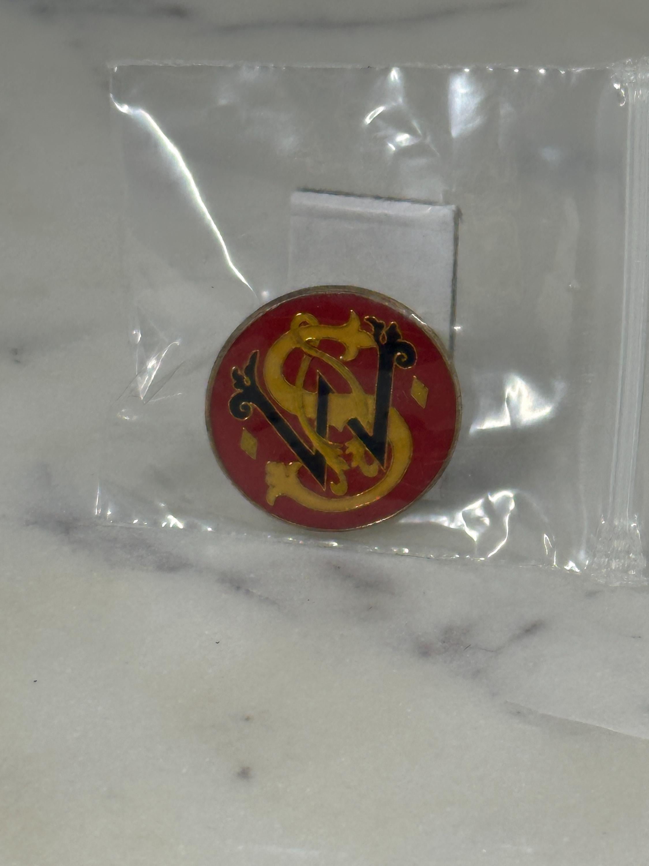 Vintage Smith & Wesson Logo Pin: Red Gold Black