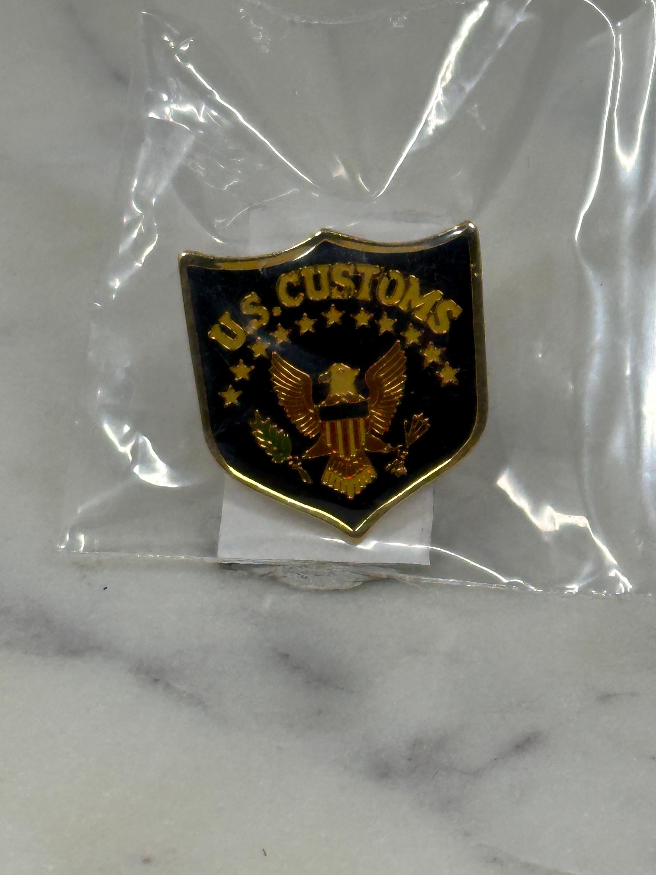 U.S. Customs Shield Enamel Pin: Black & Gold - Patriotic Badge Accessory