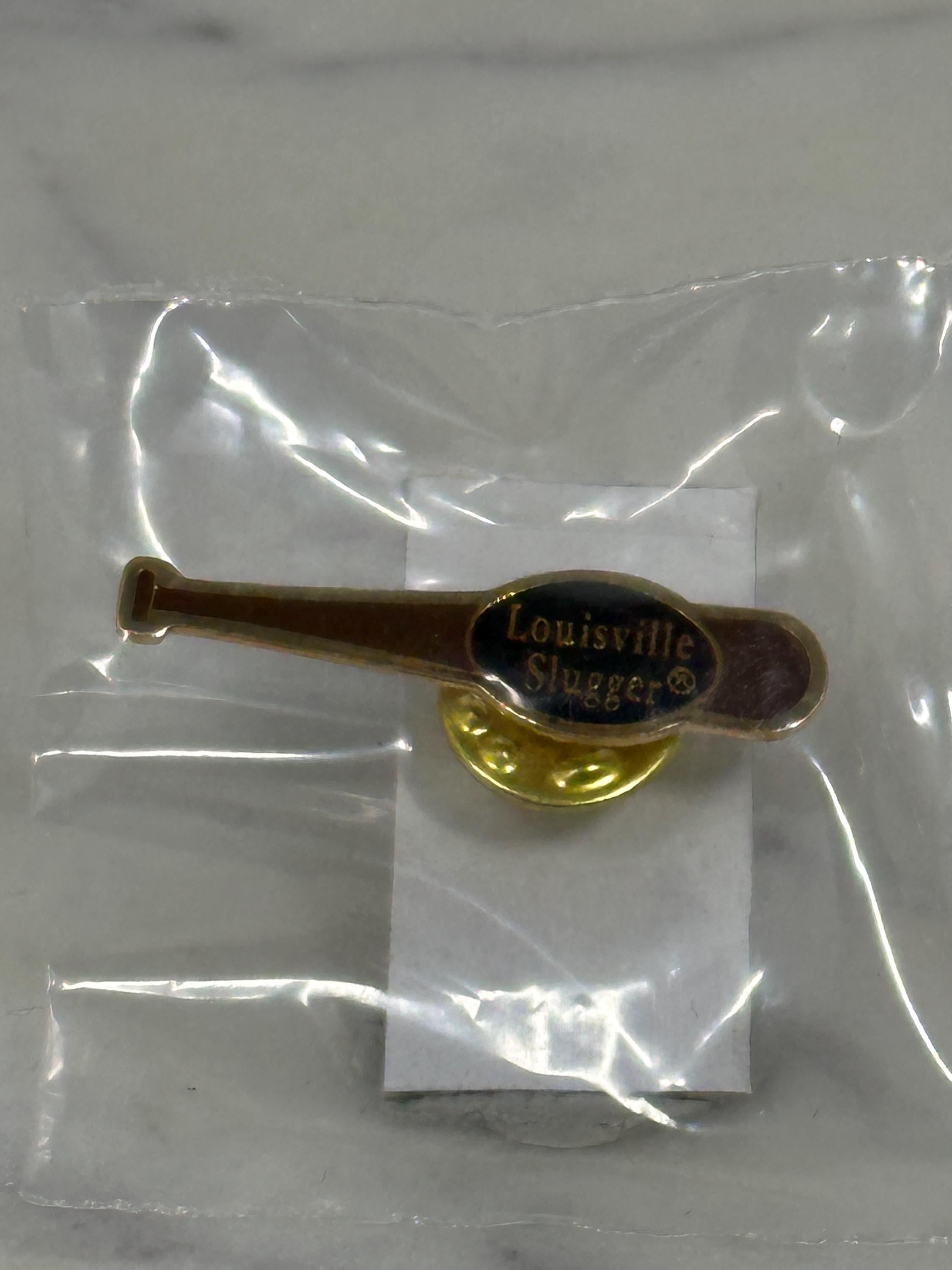 Louisville Slugger Baseball Bat Pin: Gold Tone Enamel - Sports Memorabilia Accessory