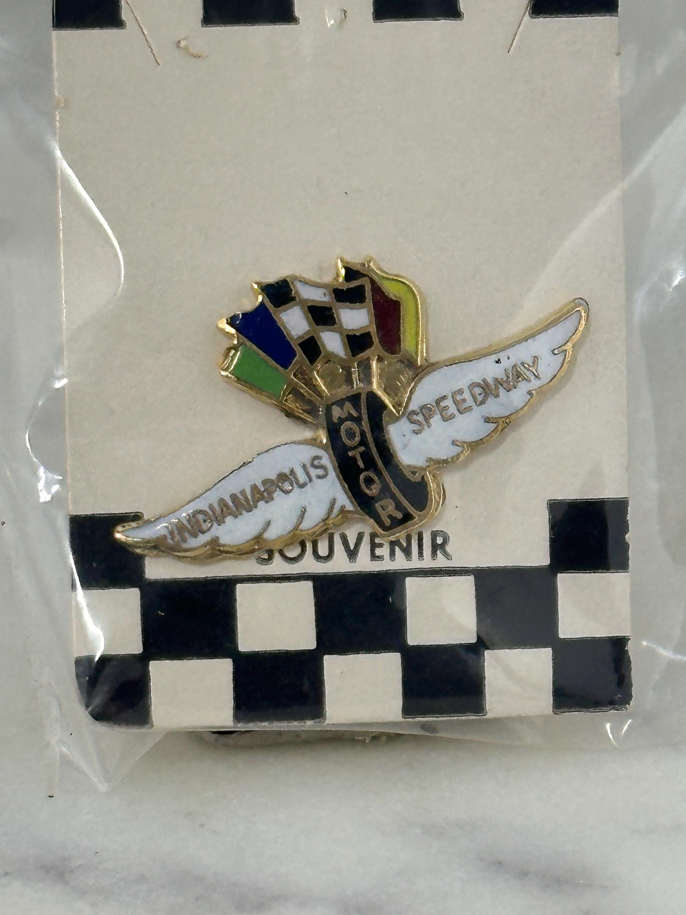 Indianapolis Speedway Souvenir Pin: Gold Enamel Finish - Vintage Racing Accessory