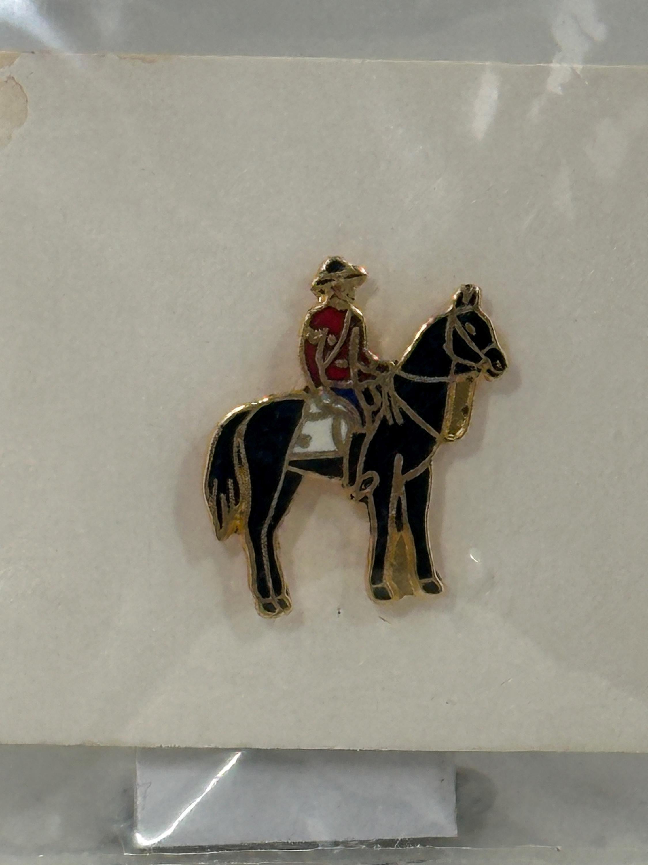 Mounted Soldier Enamel Pin: Gold Trim Red Uniform - Vintage Military Accessory
