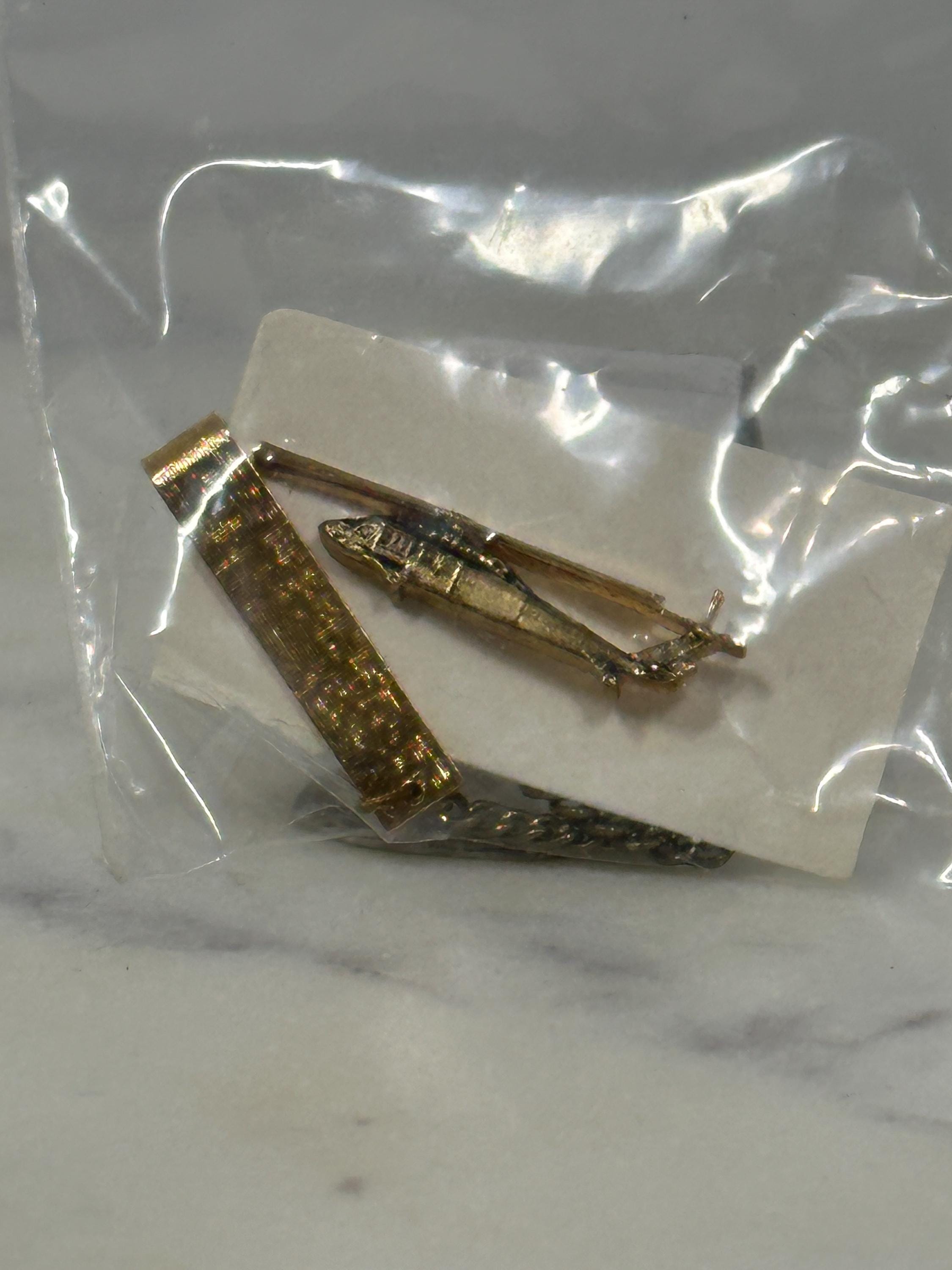 Helicopter Tie Clip Pin: Gold Tone Metal - Mid Century Accessory