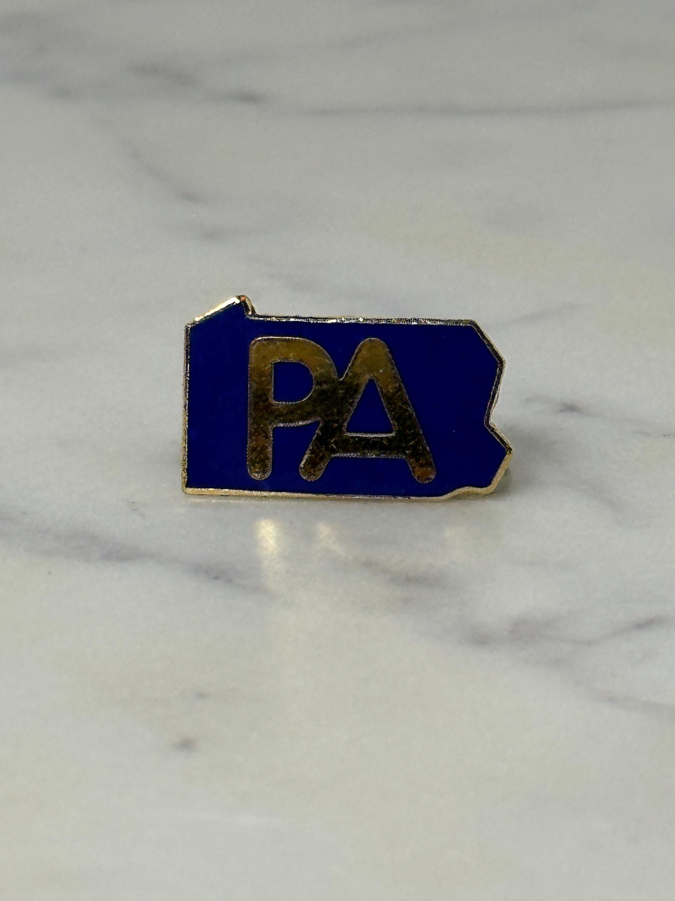 Pennsylvania State Enamel Pin: Blue Gold Finish - Vintage Souvenir Accessory