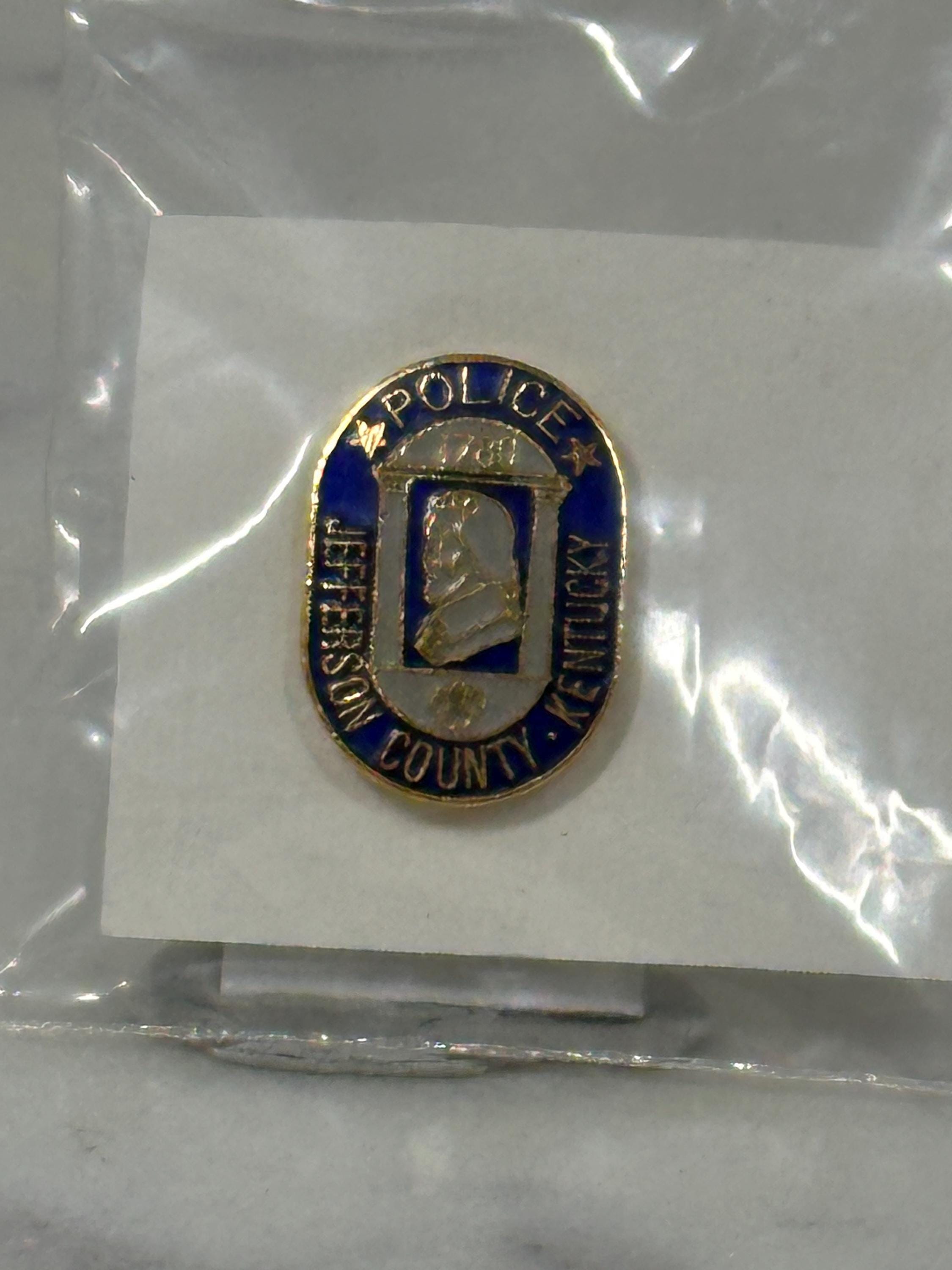 Jefferson County Police Pin: Gold & Blue Enamel - Vintage Law Enforcement Accessory