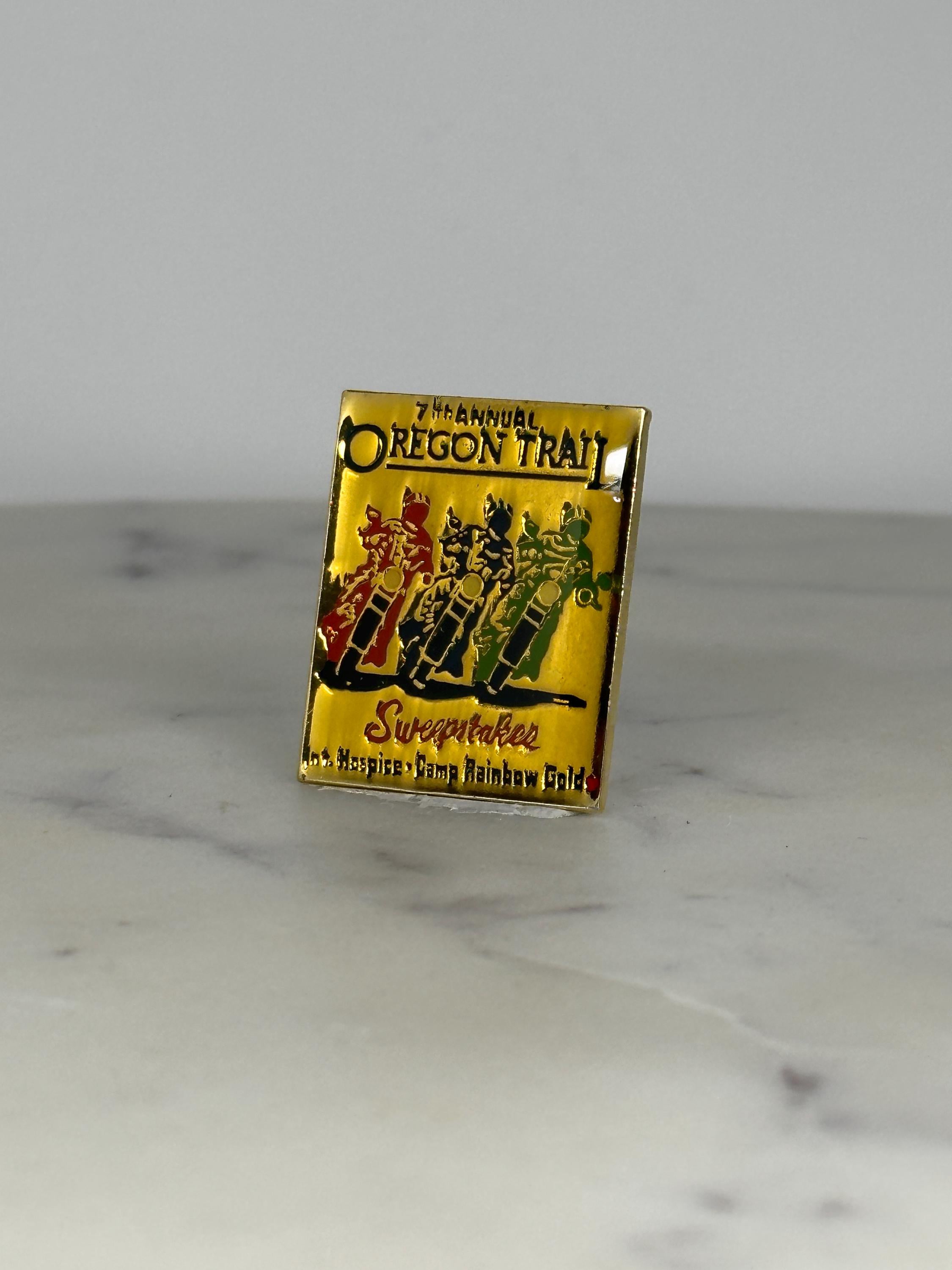 Oregon Trail Sweepstakes Pin: Gold Enamel - 1990s Event Accessory