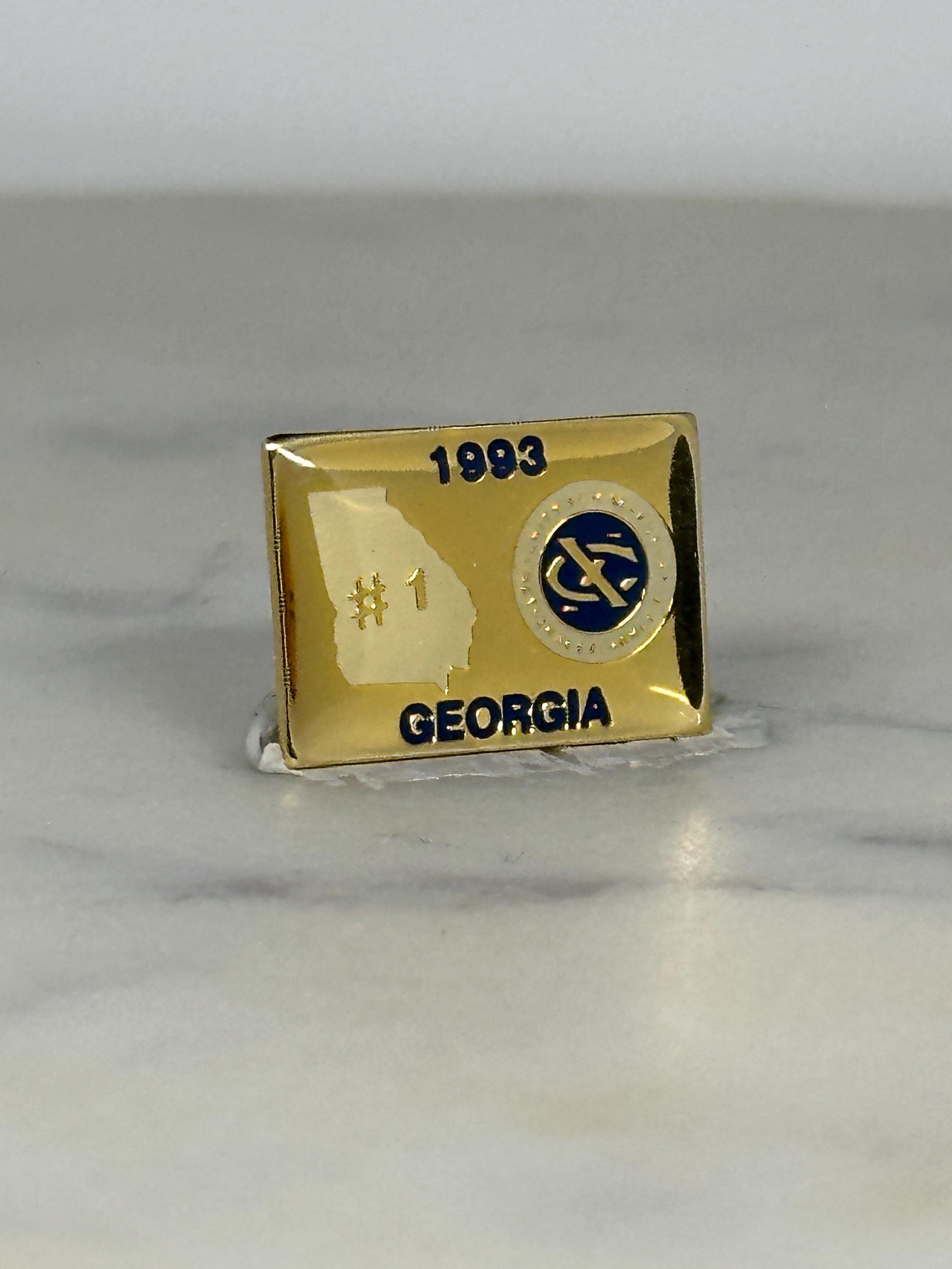 Georgia State Enamel Pin: Gold & Blue Finish - 1993 Collectible Accessory