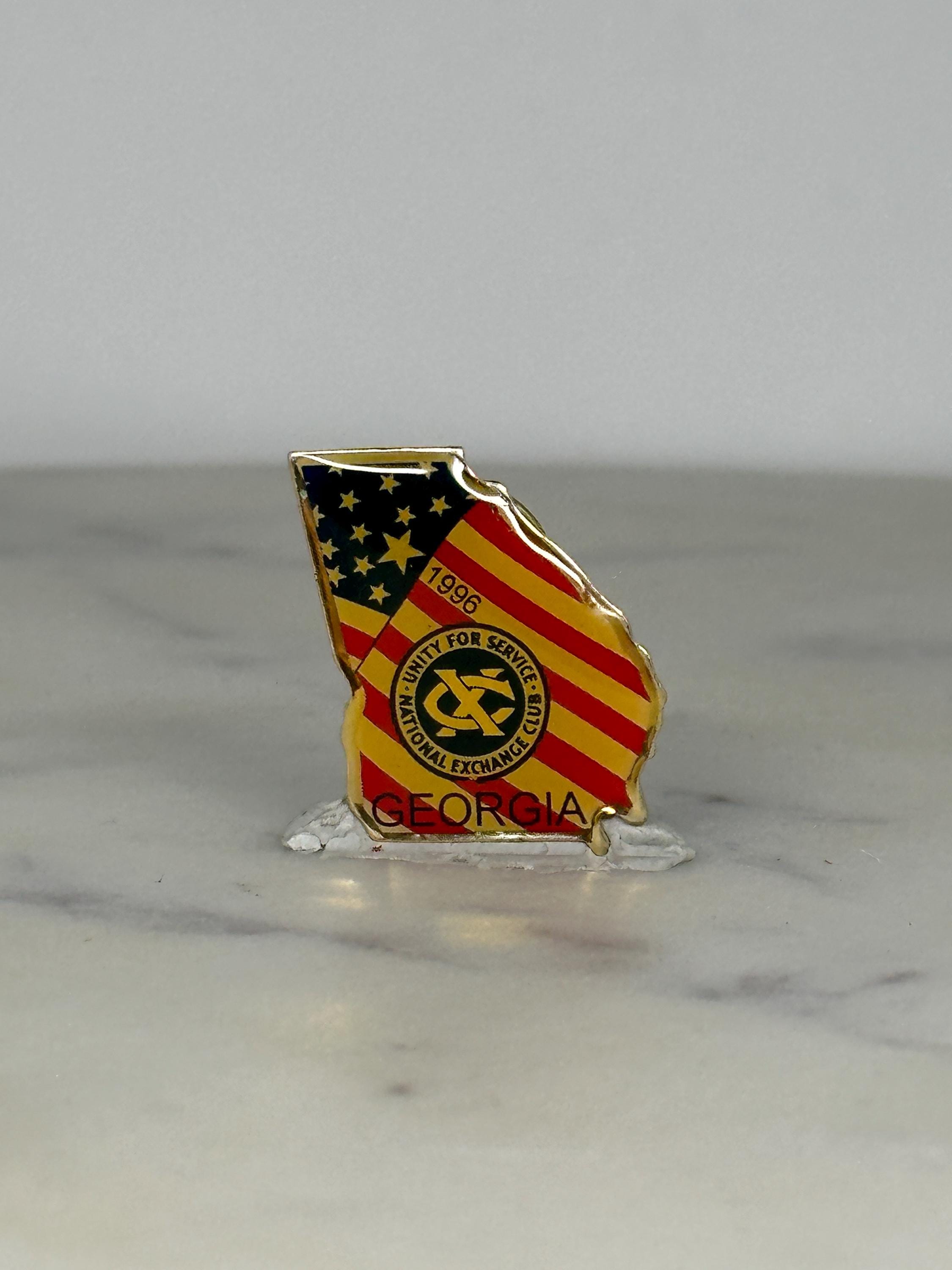 Georgia State Enamel Pin: Red Yellow Gold Finish - 1996 Patriotic Accessory