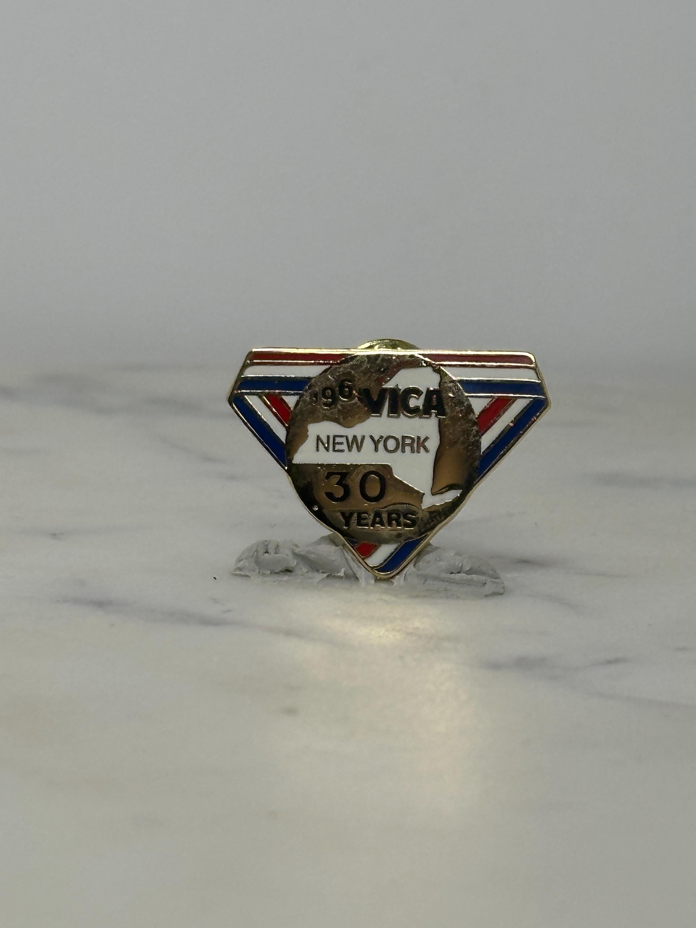 VICA 30 Years Enamel Pin: Red White Blue Diamond - 1996 NY Commemorative Accessory