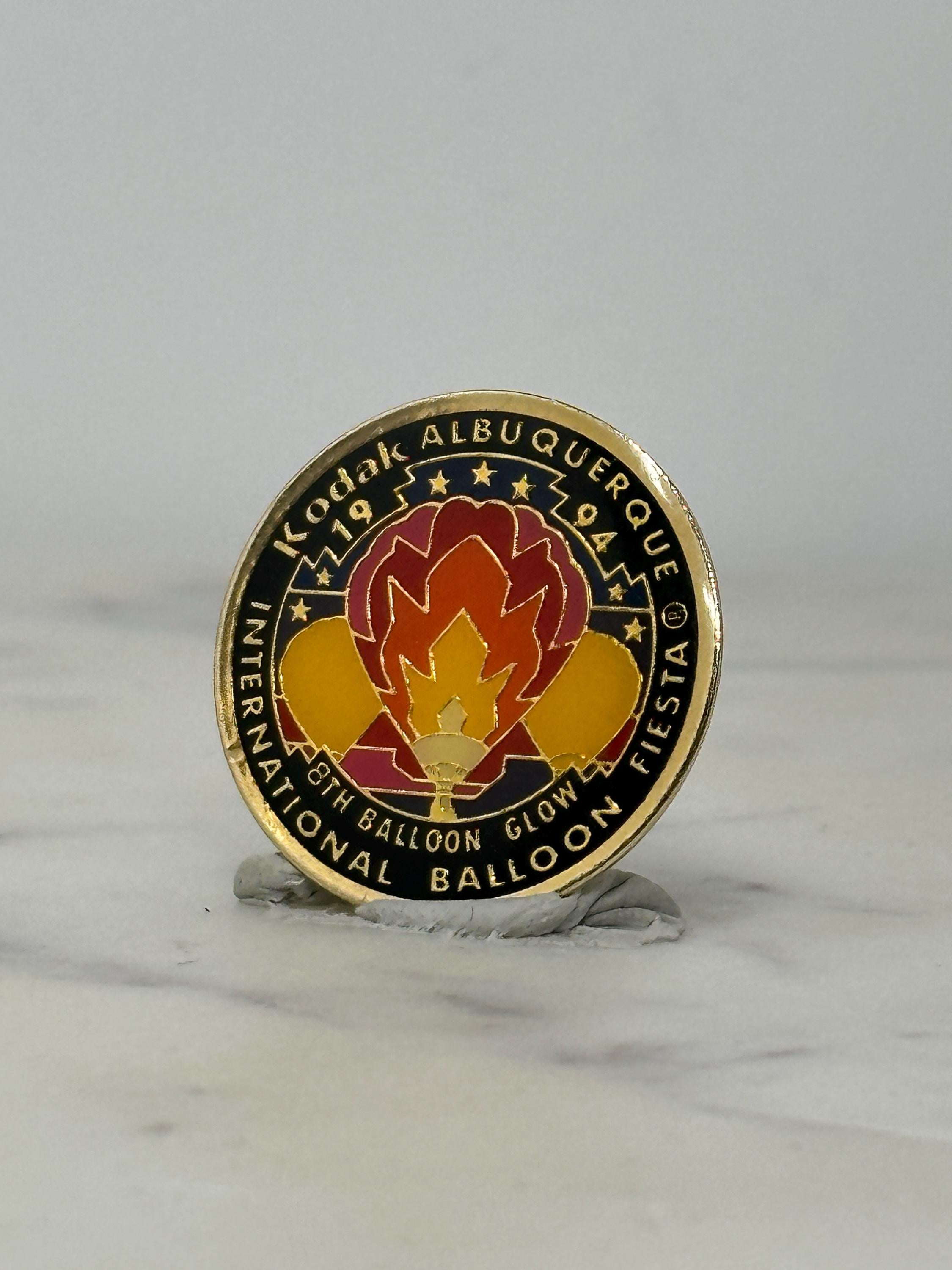 Balloon Fiesta Enamel Pin: Gold & Red Cloisonné - 1994 Event Accessory