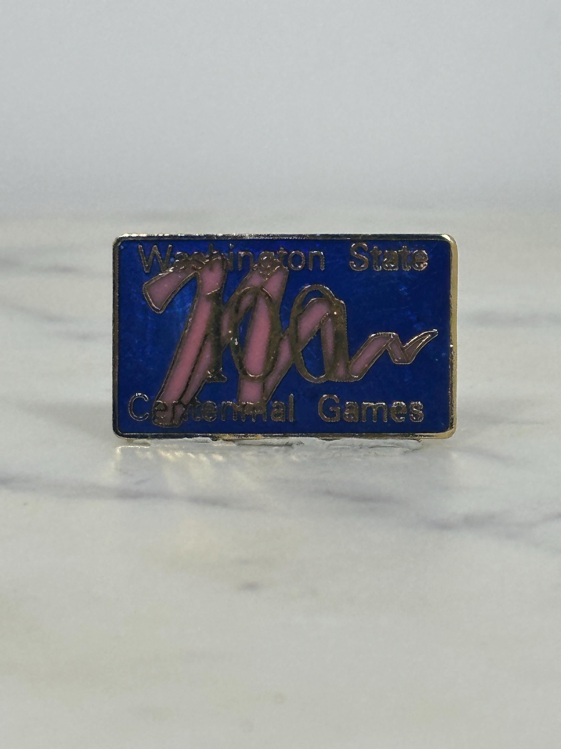 Washington State Centennial Games Pin: Blue & Pink Enamel - 1989 Sports Accessory