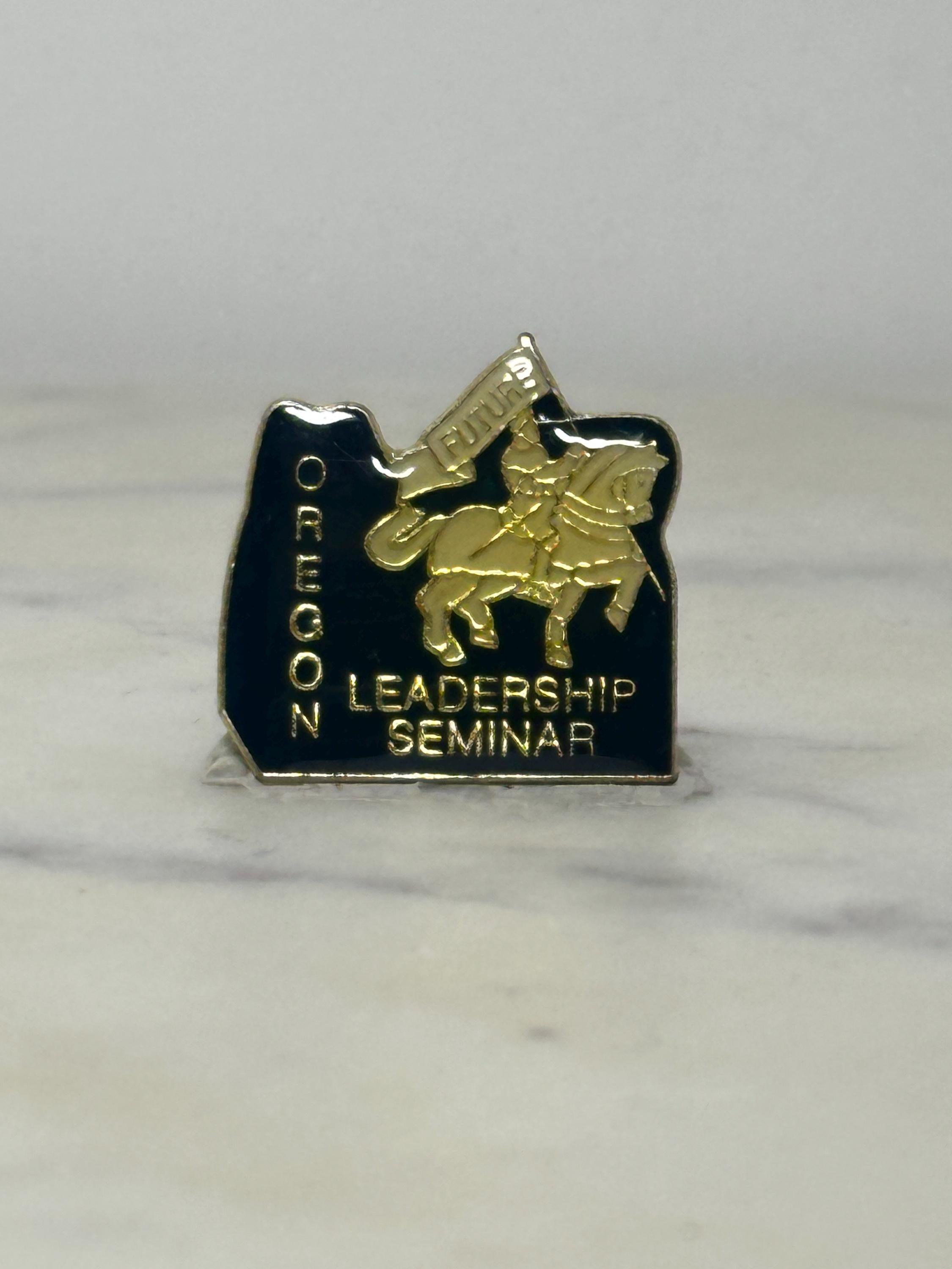 Oregon Leadership Seminar Pin: Gold on Navy Enamel - Vintage Education Accessory