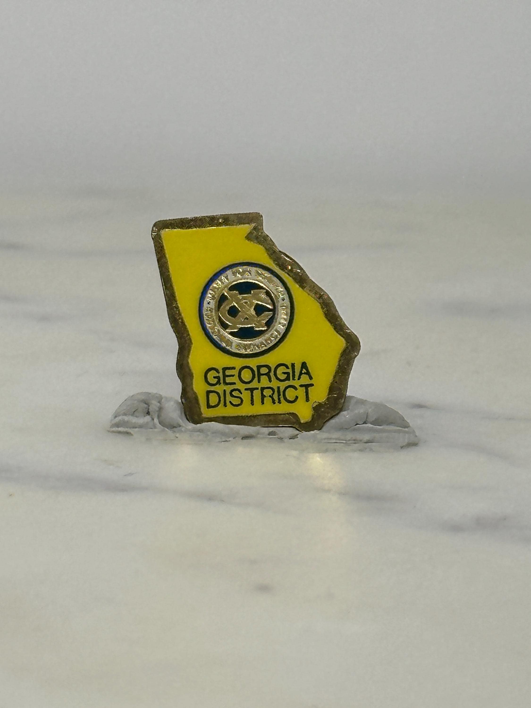 Georgia District Enamel Pin: Yellow State Shape - Retro Souvenir Accessory