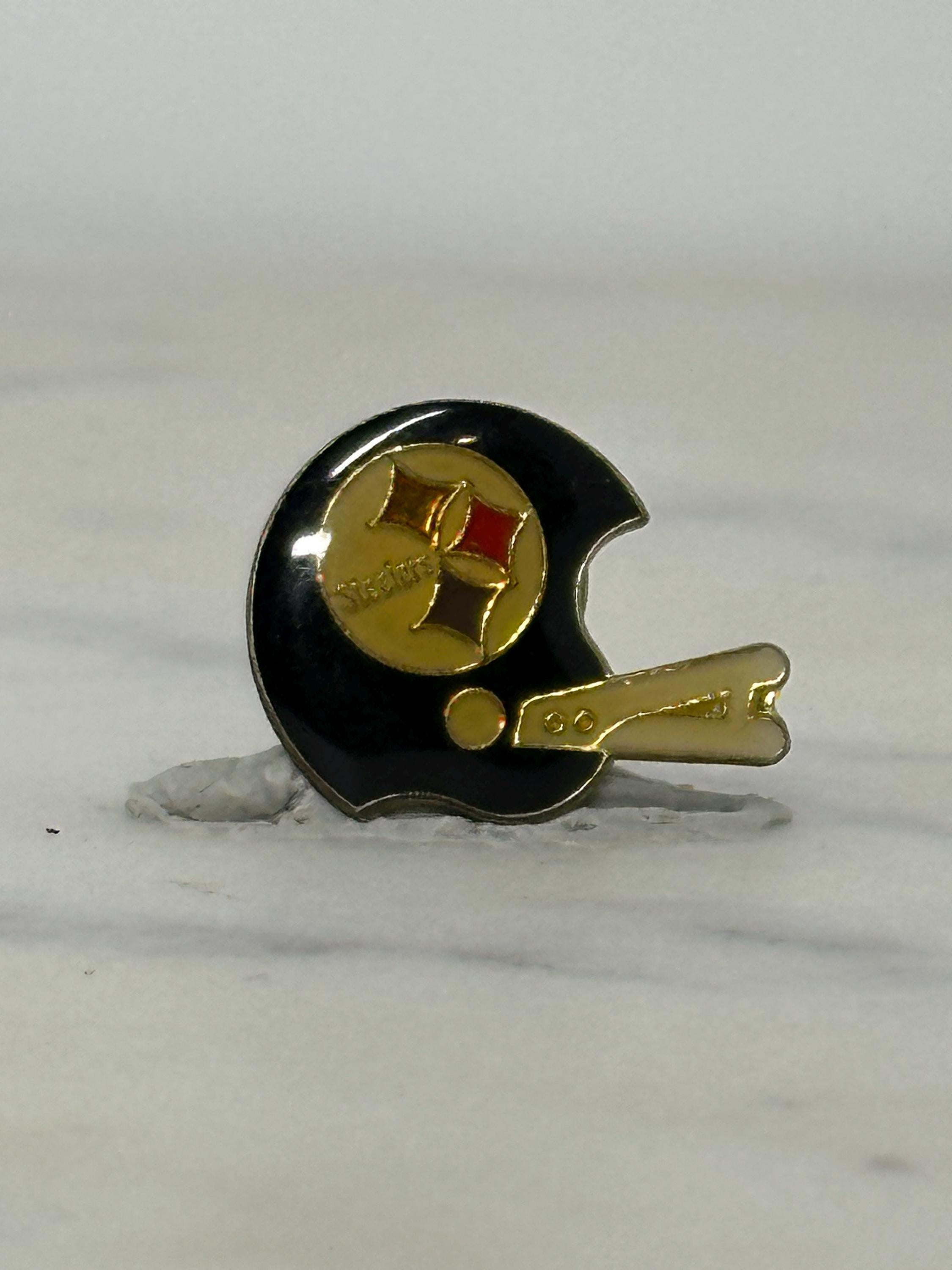 Pittsburgh Steelers Helmet Pin: Black & Gold Enamel - Vintage Sports Accessory
