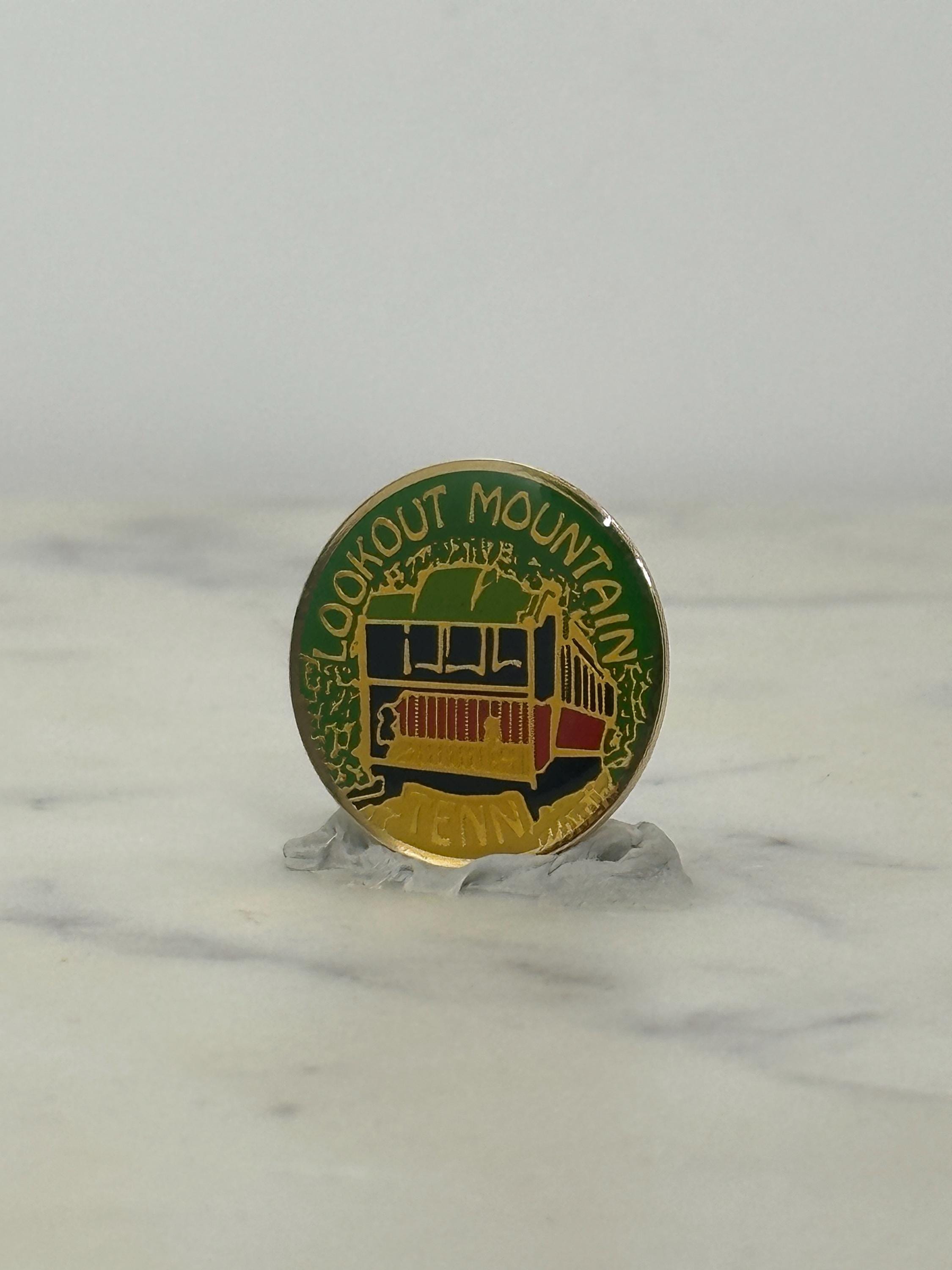 Lookout Mountain Enamel Pin: Green & Gold Souvenir - Vintage Travel Accessory