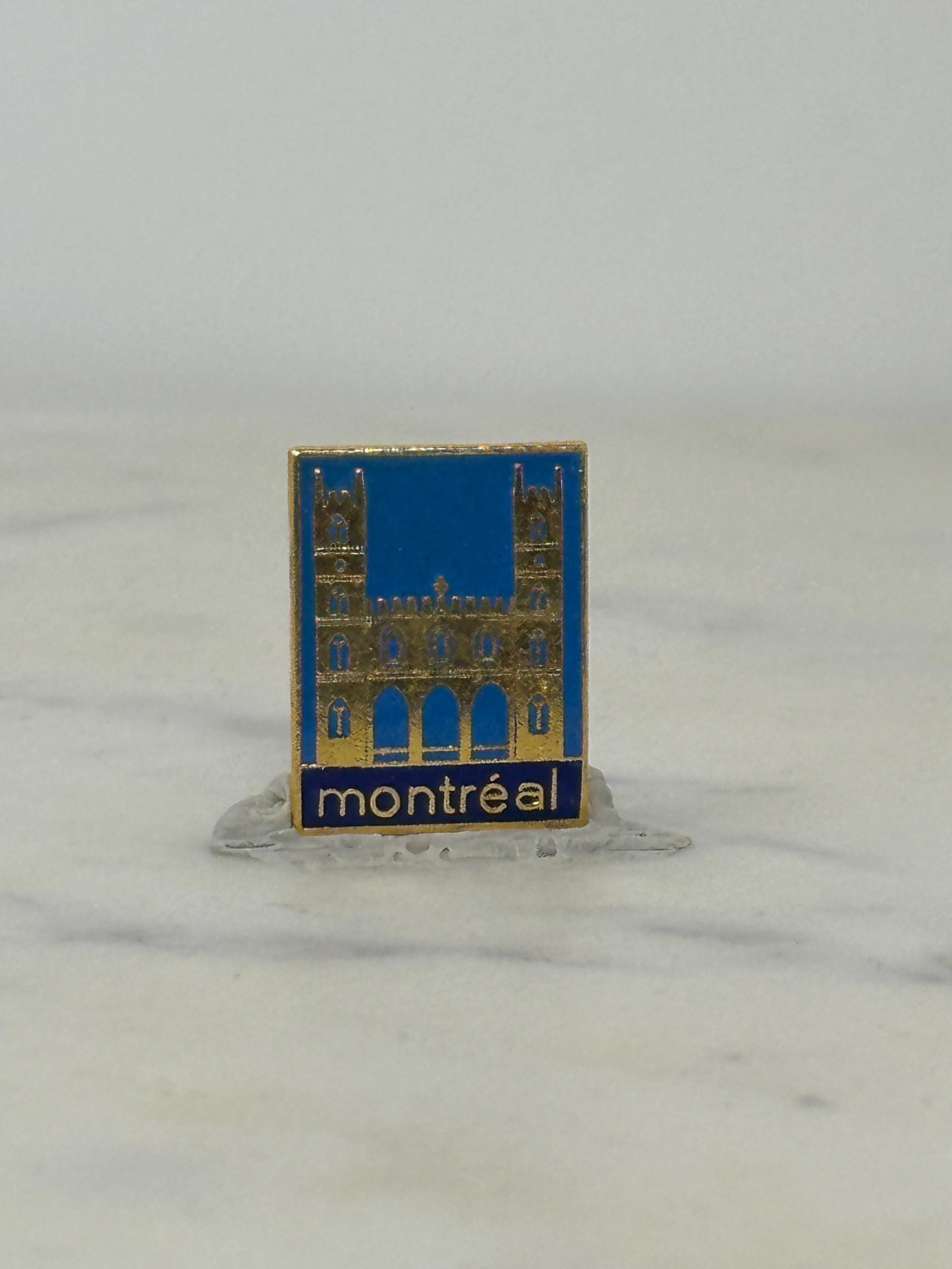 Montreal Souvenir Enamel Pin: Blue Gold Cloisonné - Vintage Travel Accessory